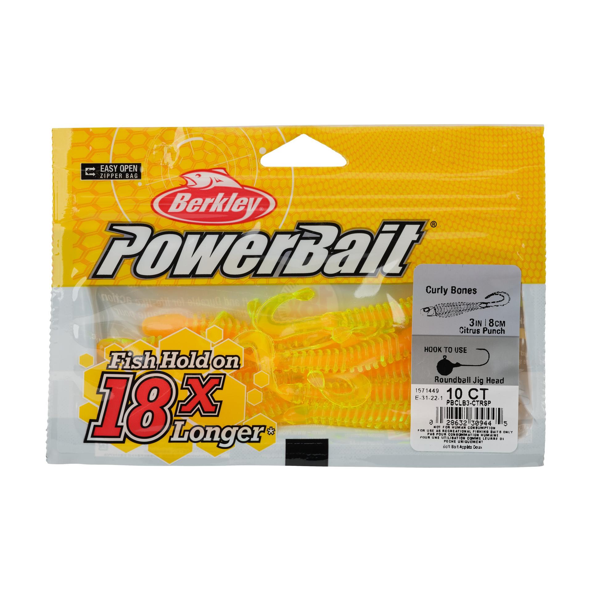 Berkley PowerBaitCurlyBones 3 CitrusPunch PKG | Berkley Fishing