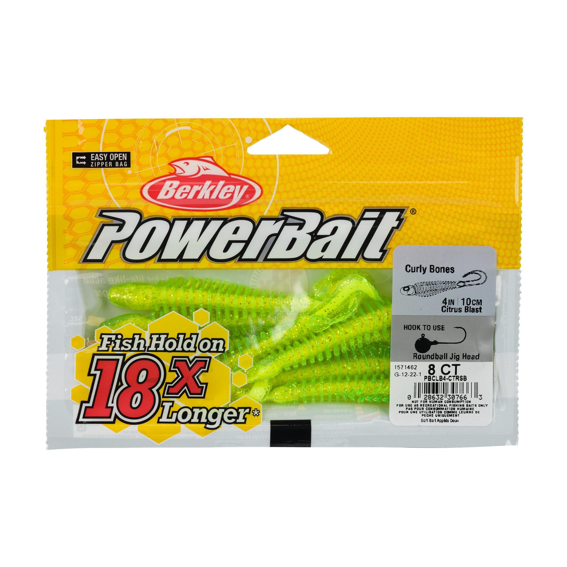 Berkley PowerBaitCurlyBones 4 CitrusBlast PKG | Berkley Fishing