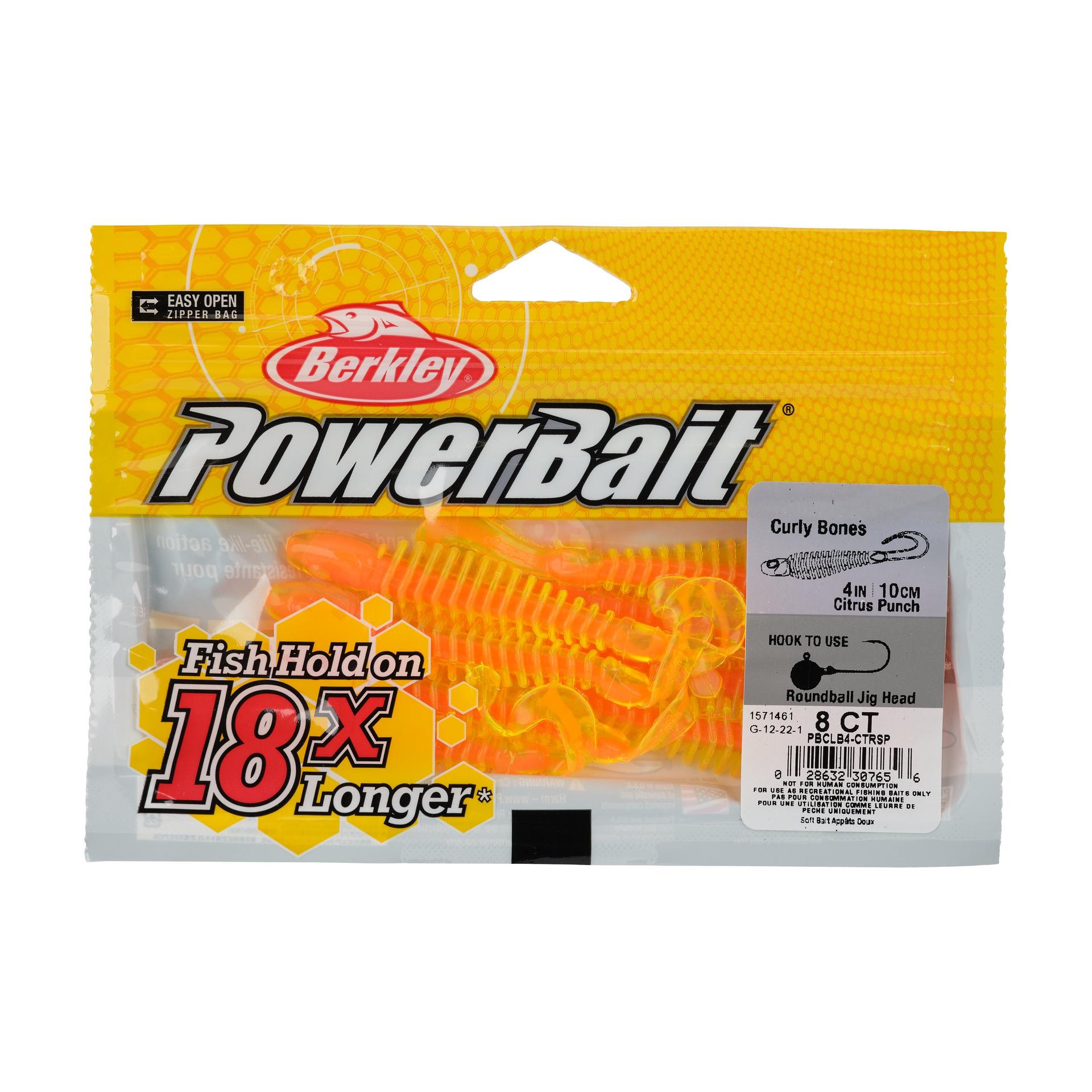 Berkley PowerBaitCurlyBones 4 CitrusPunch PKG | Berkley Fishing