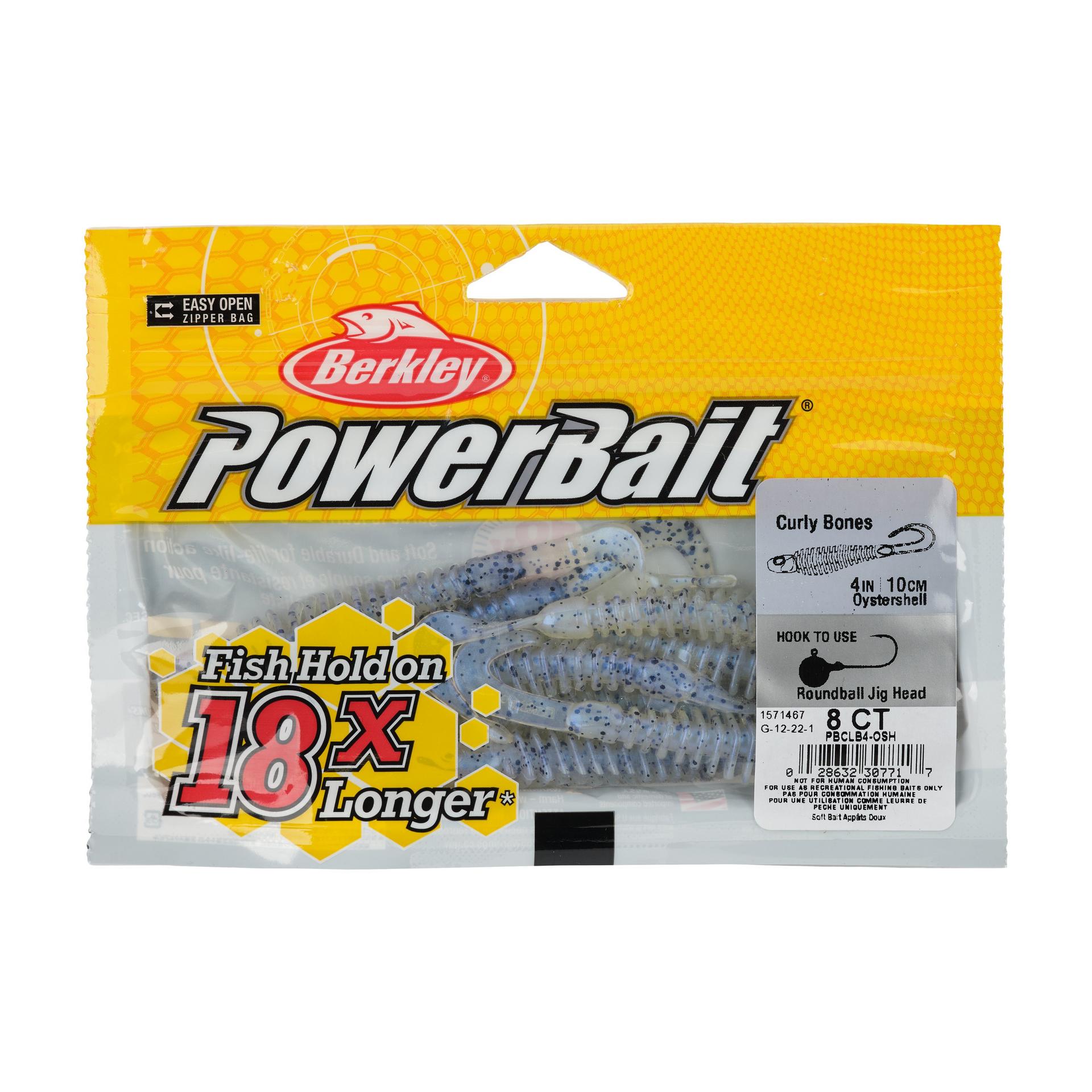 Berkley PowerBaitCurlyBones 4 OysterShell PKG | Berkley Fishing