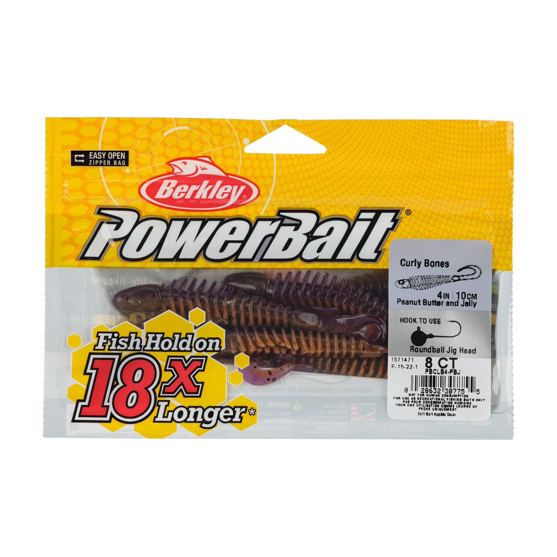 Berkley PowerBaitCurlyBones 4 PeanutButterandJelly PKG | Berkley Fishing