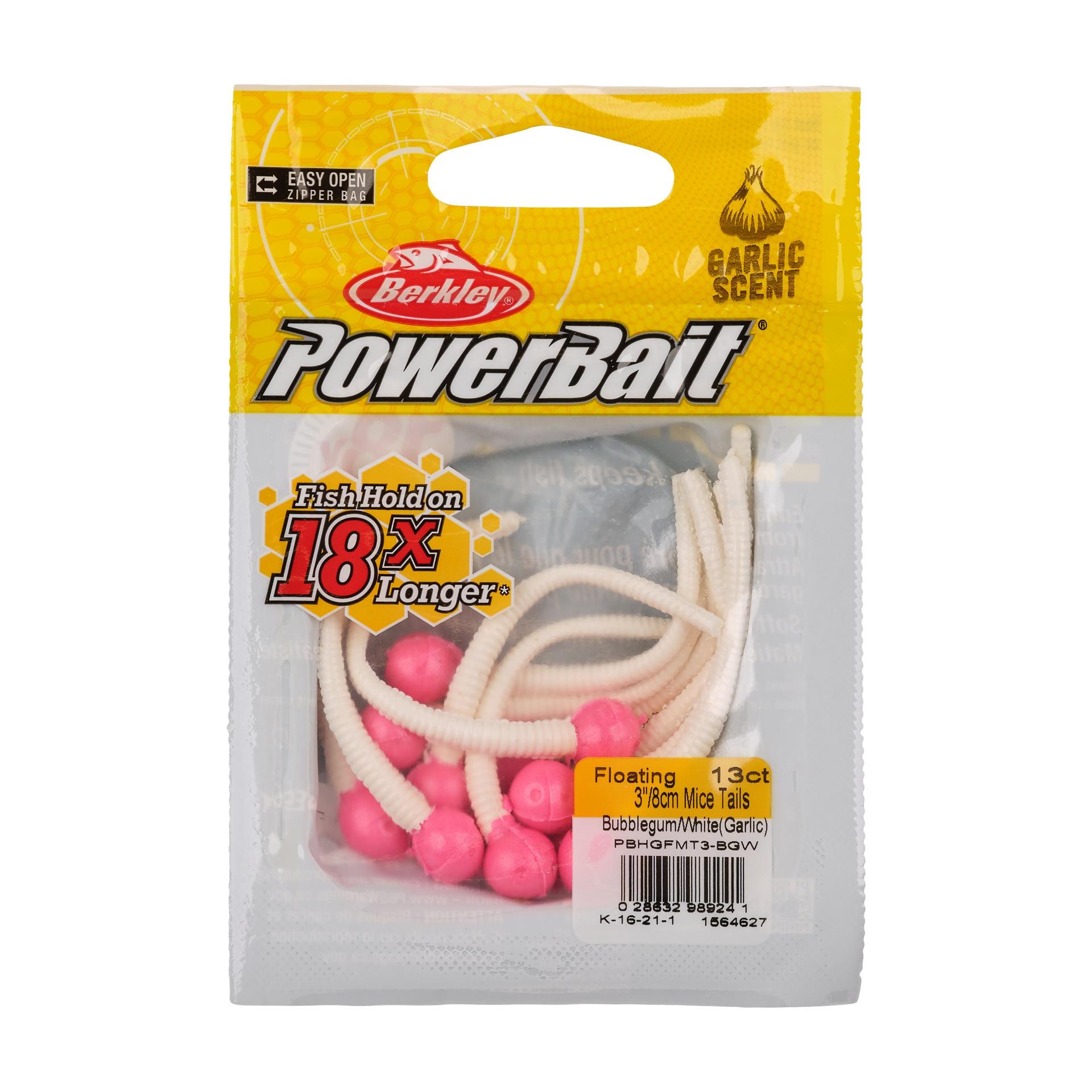 Berkley PowerBaitFloatingMiceTails Garlic BubblegumWhite PKG | Berkley Fishing