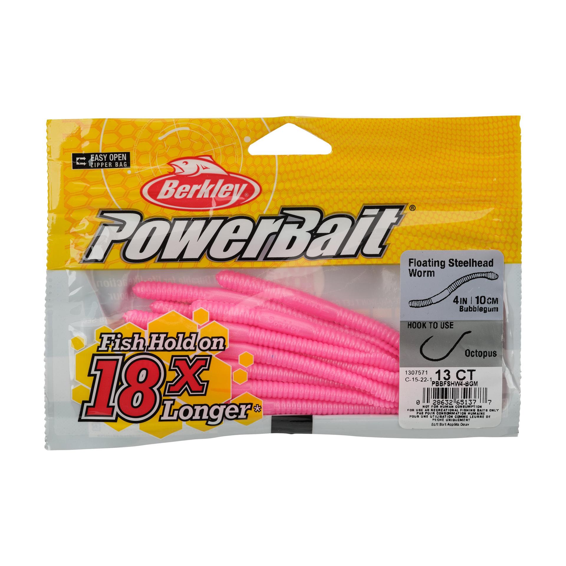 Berkley PowerBaitFloatingSteelheadWorm Bubblegum 4in PKG | Berkley Fishing