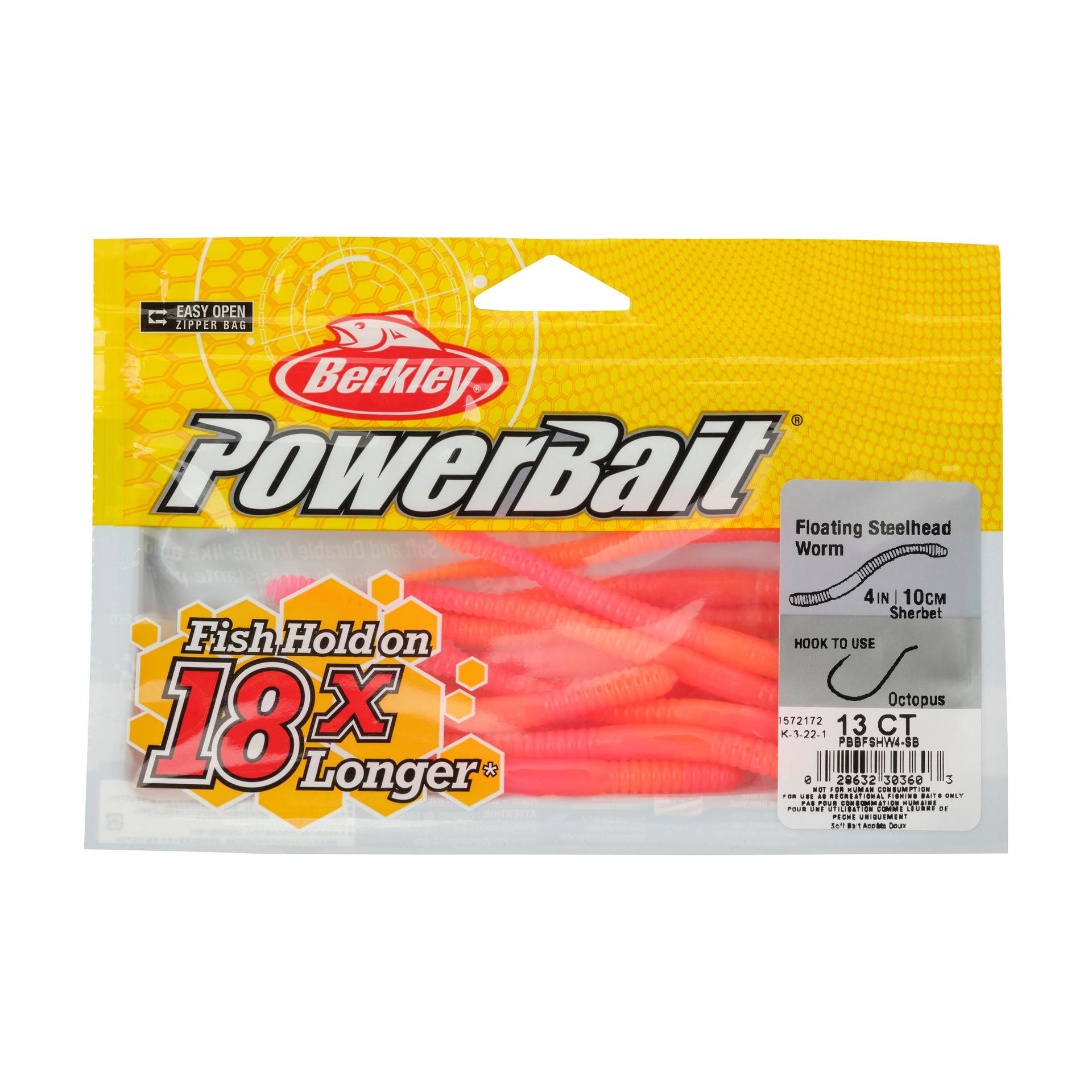 Berkley PowerBaitFloatingSteelheadWorm Sherbet 4in PKG | Berkley Fishing