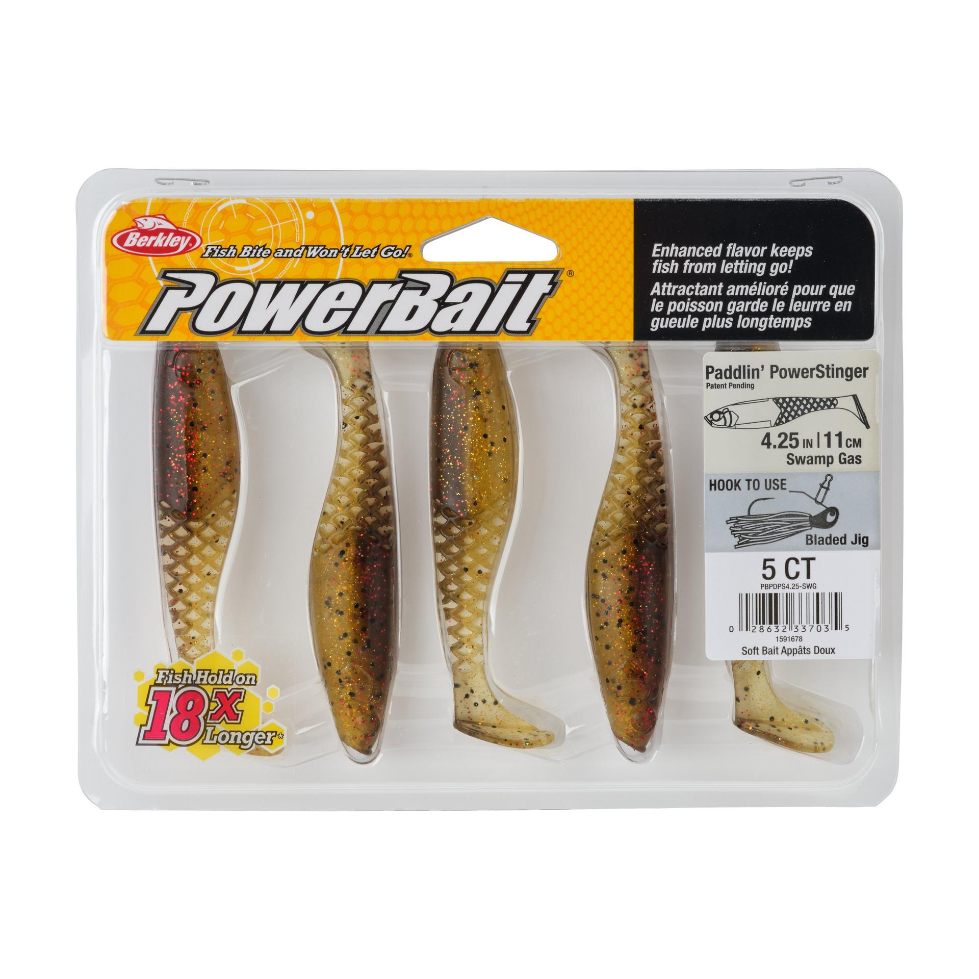 Berkley PowerBaitPaddlinPowerStinger SwampGas 4.25in PKG | Berkley Fishing