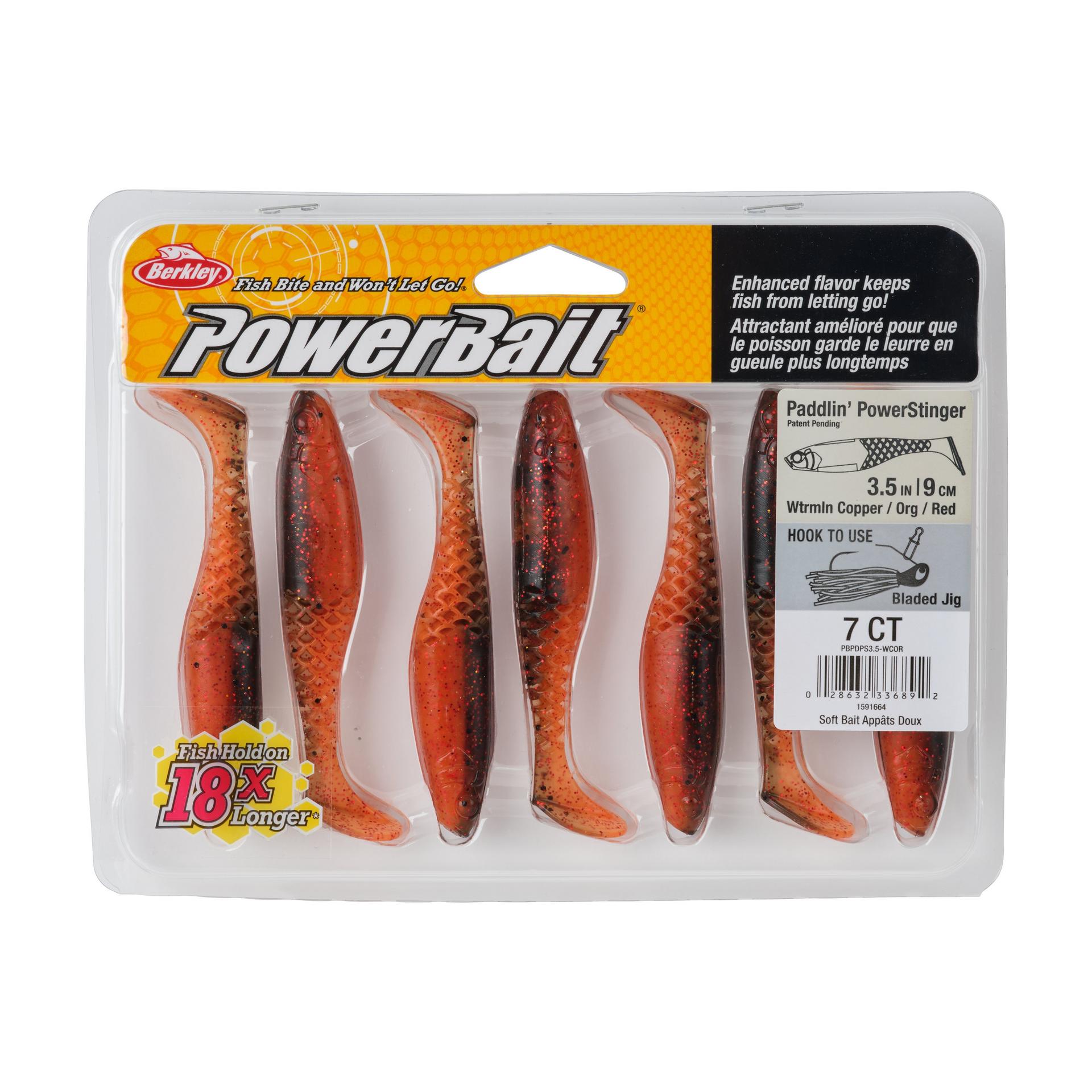 Berkley PowerBaitPaddlinPowerStinger WatermelonCopperOrangewRed 3.5in PKG | Berkley Fishing