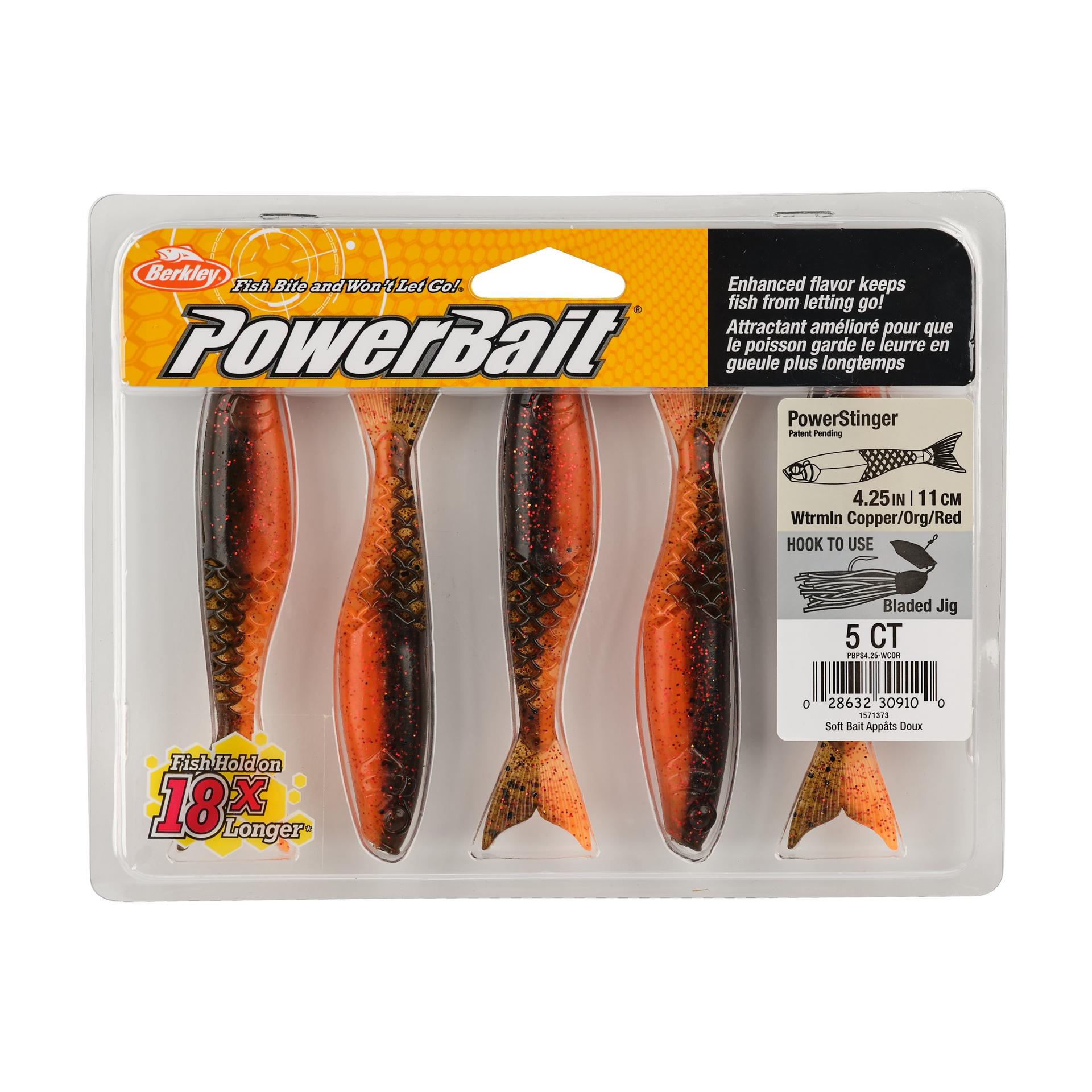 Berkley PowerBaitPowerStinger 4.25 WatermelonCopperOrangewRed PKG | Berkley Fishing