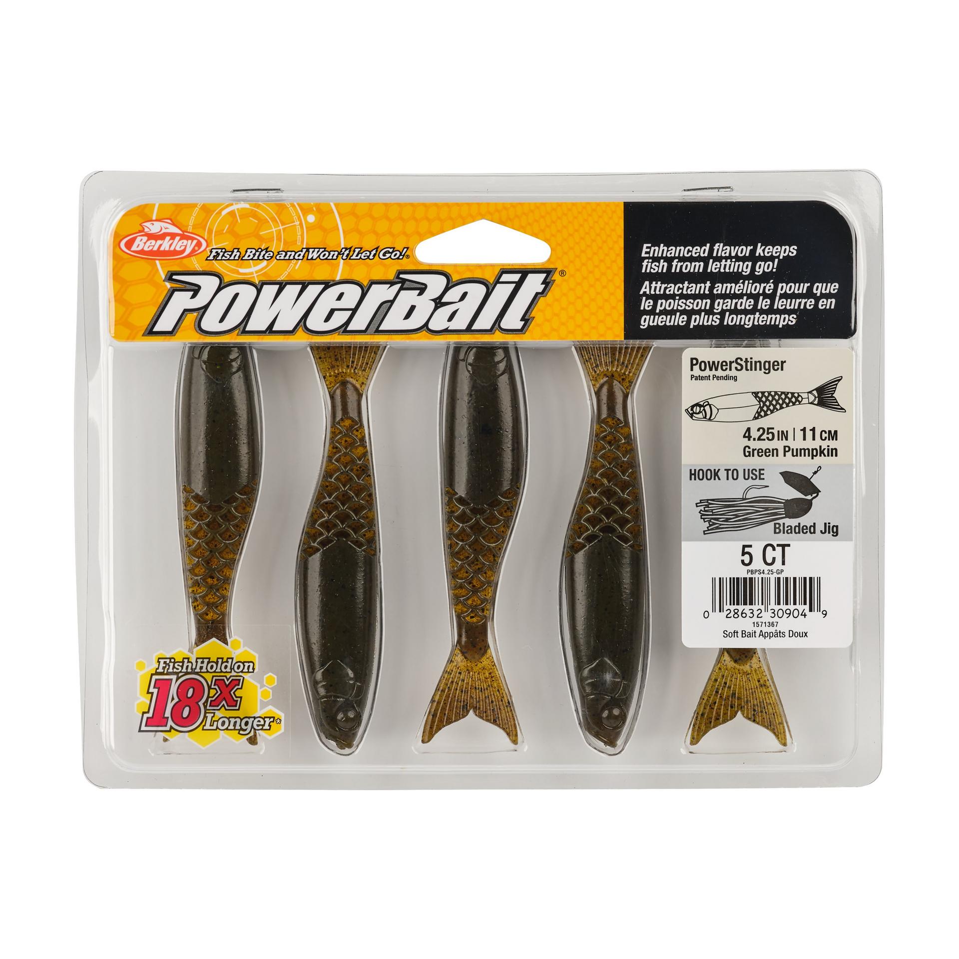 Berkley PowerBaitPowerStinger 4.25 GreenPumpkin PKG | Berkley Fishing