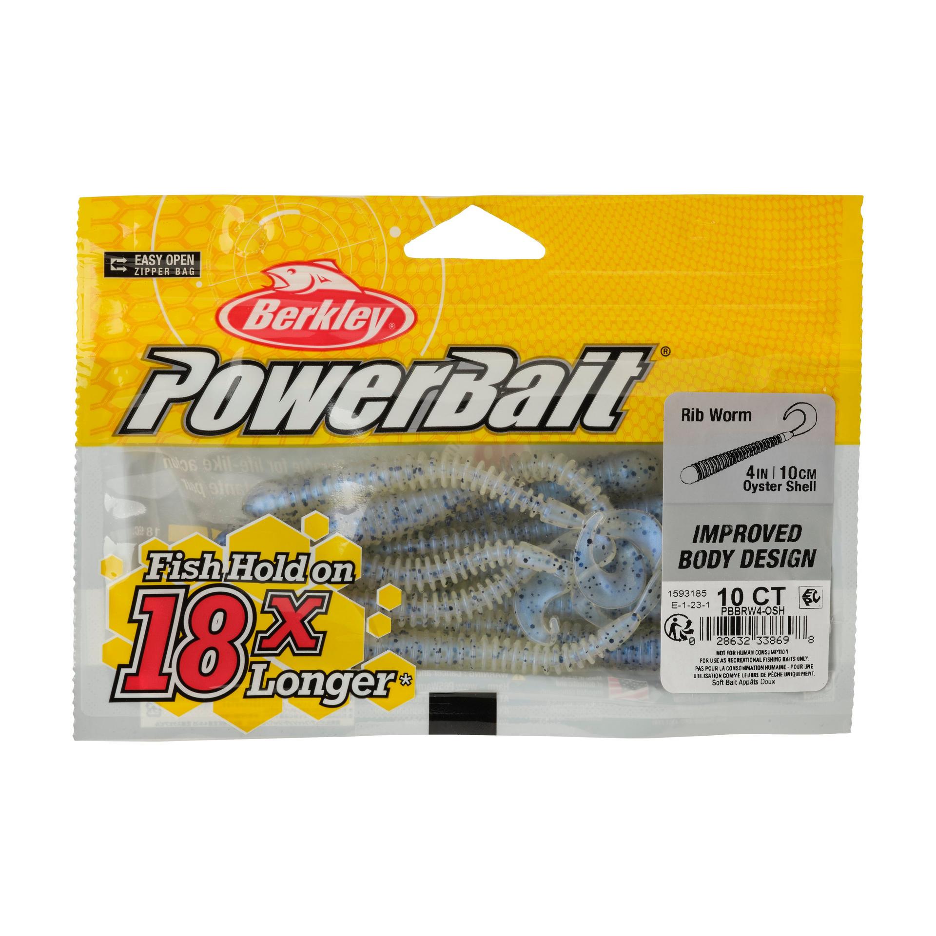 Berkley PowerBaitRibWorm OysterShell 4in PKG | Berkley Fishing