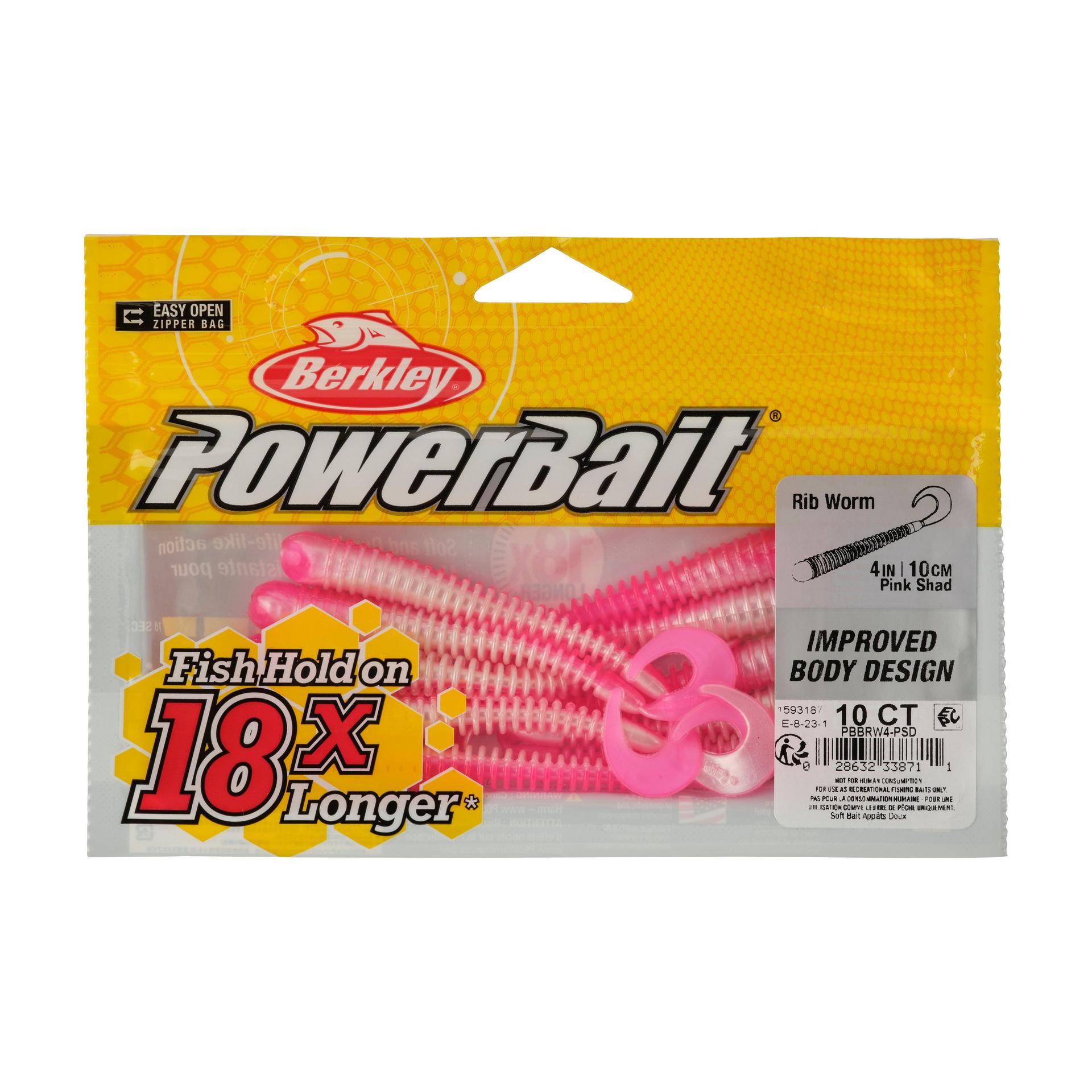 Berkley PowerBaitRibWorm PinkShad 4in PKG | Berkley Fishing