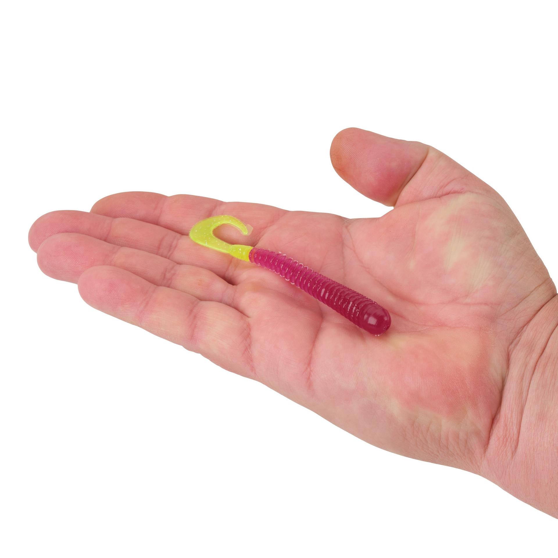 Berkley PowerBaitRibWorm PurpleChartreuse 4in HAND | Berkley Fishing