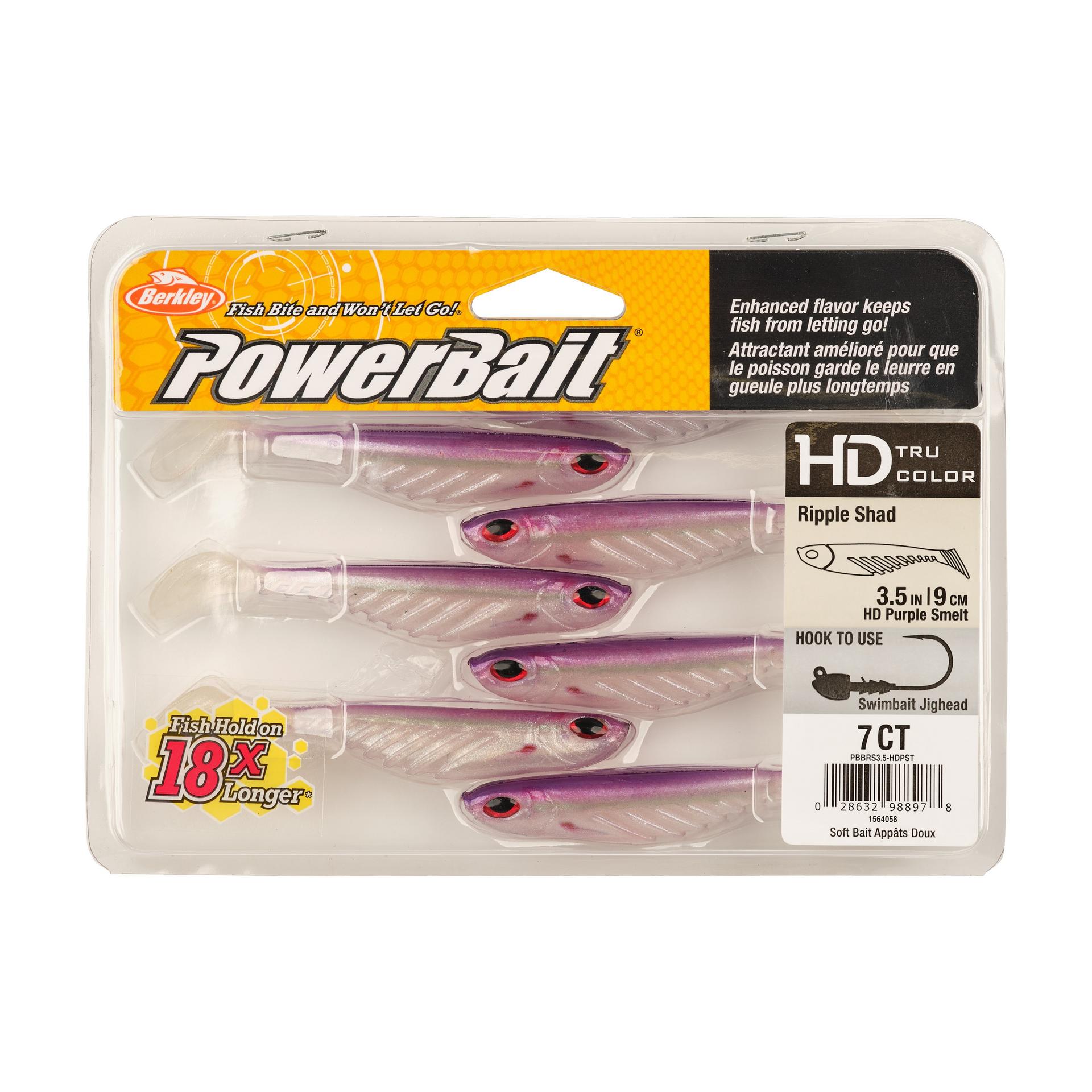 Berkley PowerBaitRippleShad 3.5in HDPurpleSmelt PKG | Berkley Fishing