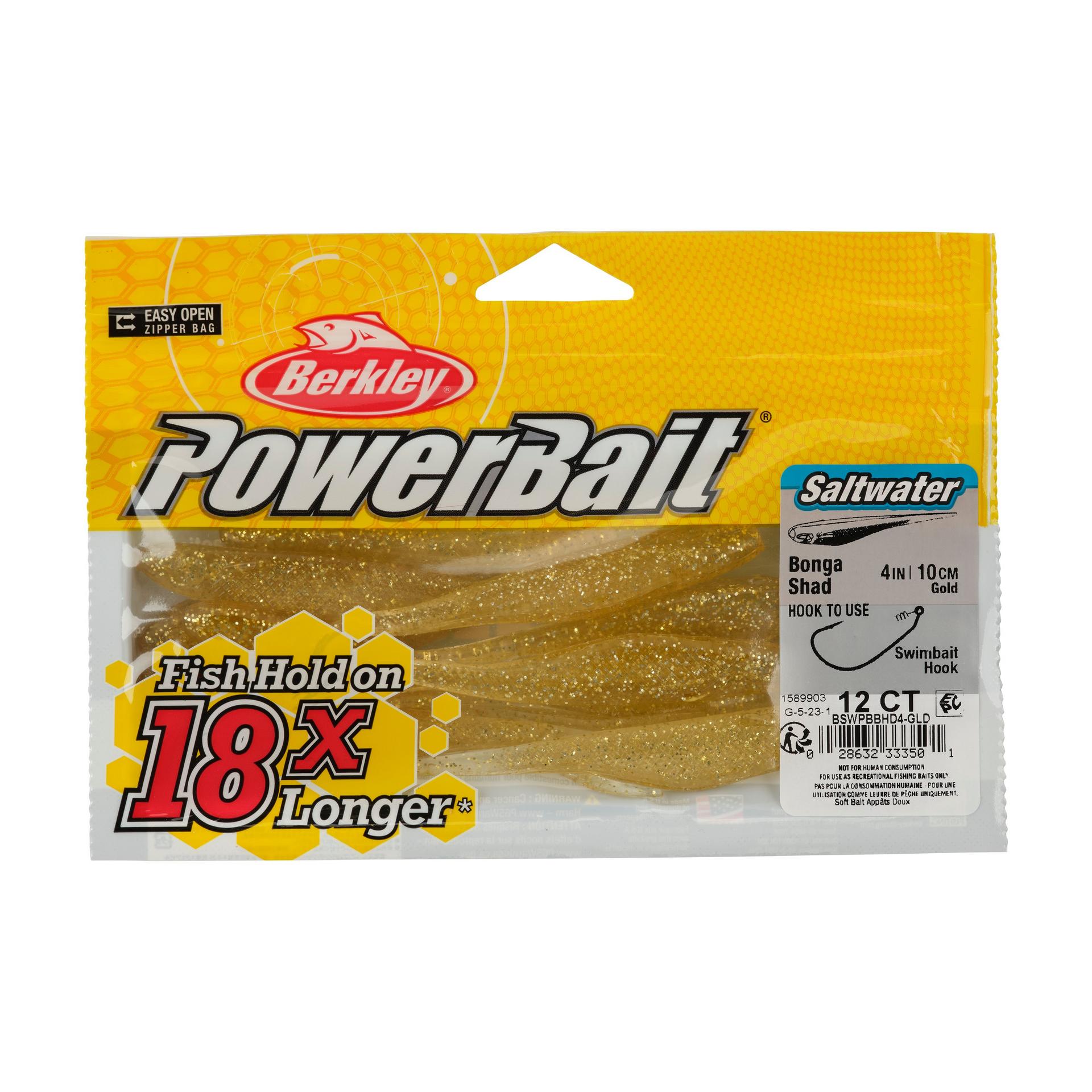 Berkley PowerBaitSaltwaterBongaShad Gold 4in PKG | Berkley Fishing