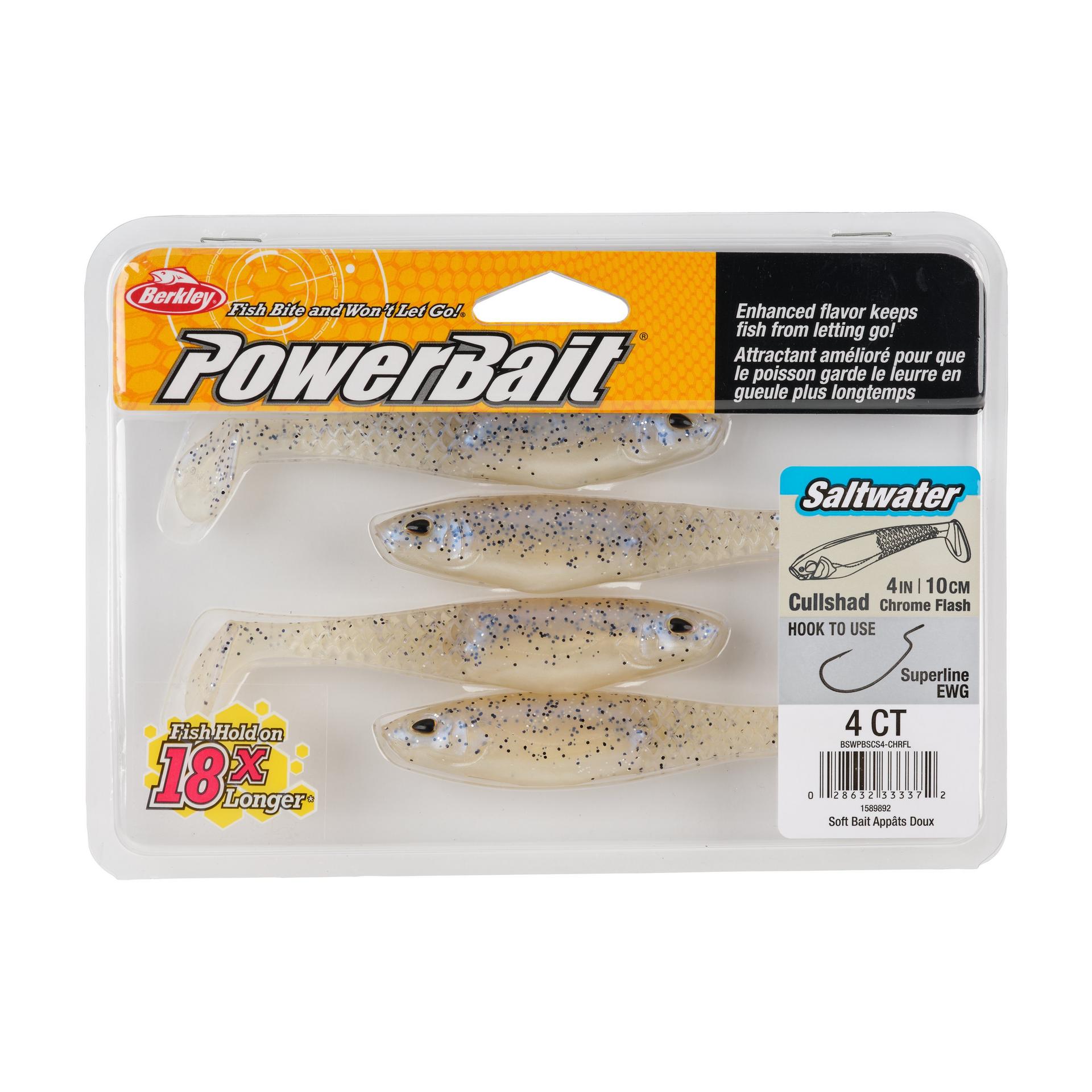 Berkley PowerBaitSaltwaterCullShad ChromeFlash 4in PKG | Berkley Fishing