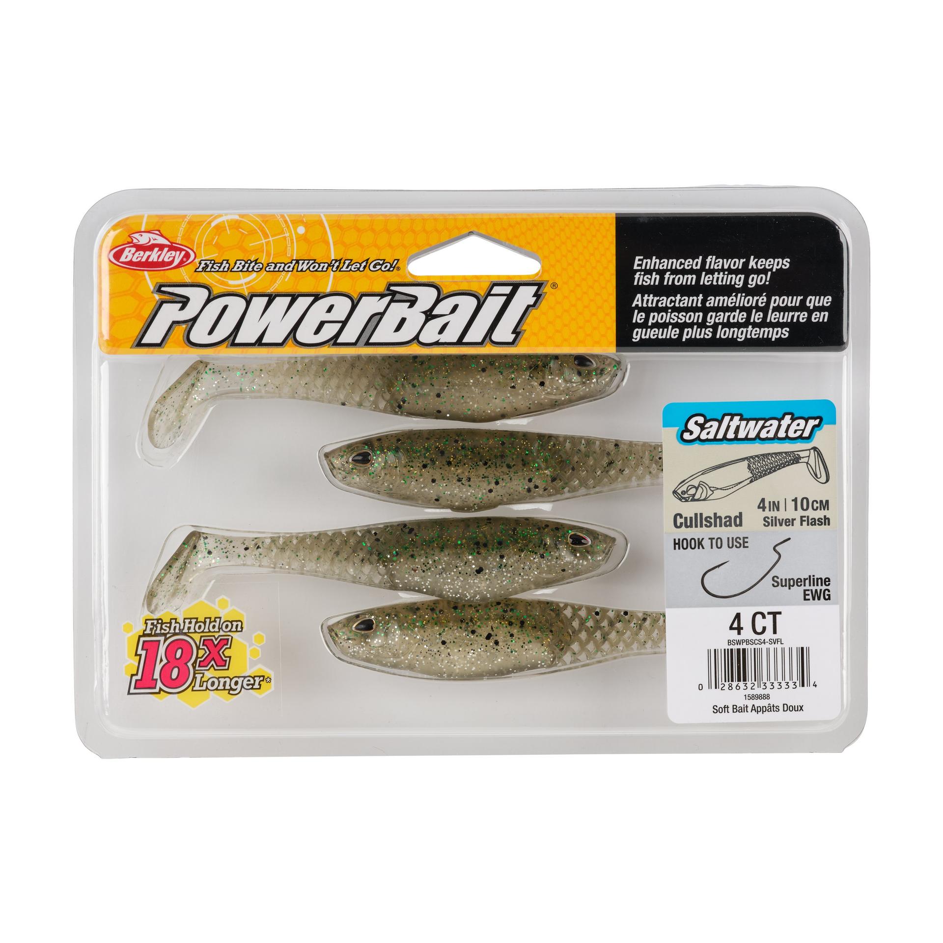 Berkley PowerBaitSaltwaterCullShad SilverFlash 4in PKG | Berkley Fishing