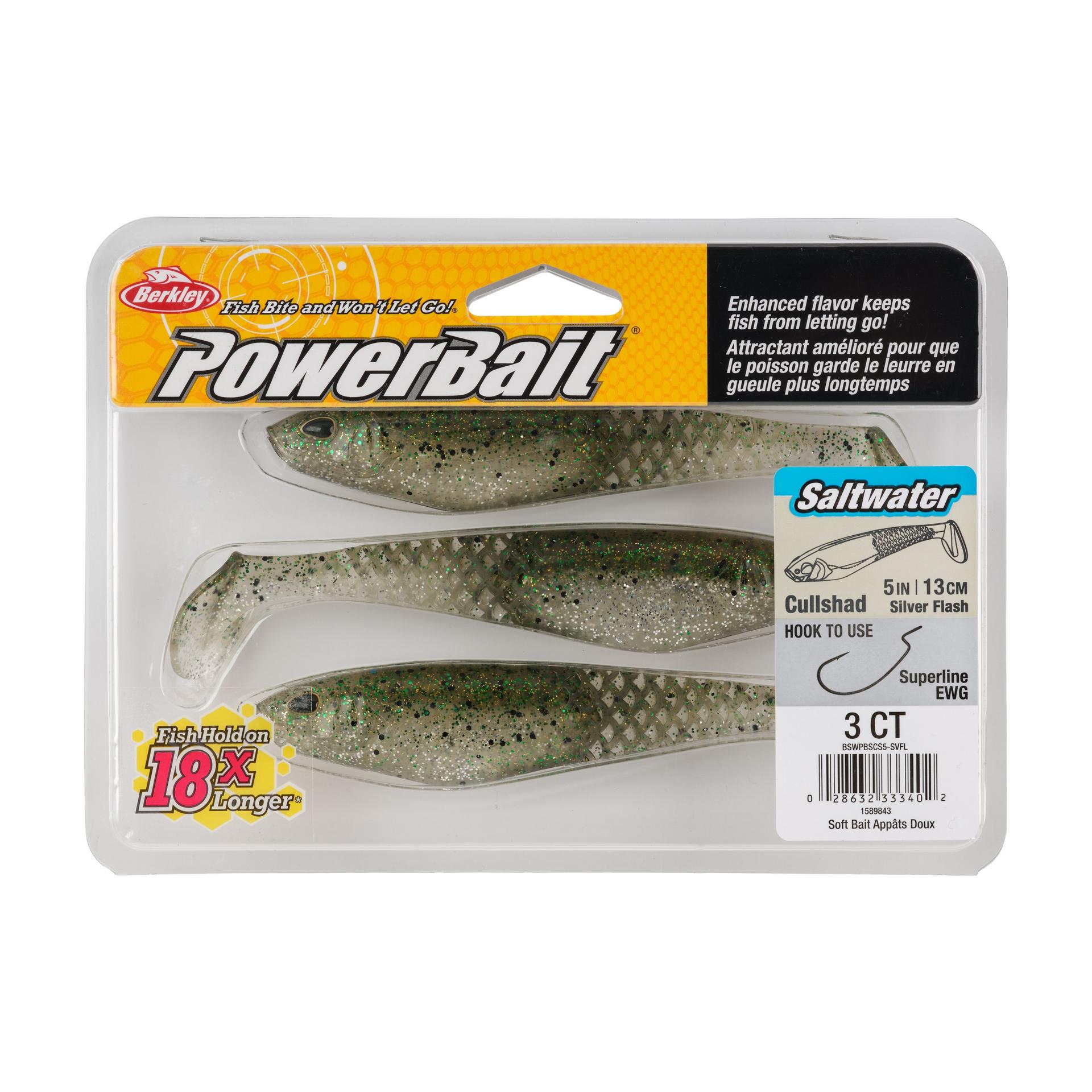 Berkley PowerBaitSaltwaterCullShad SilverFlash 5in PKG | Berkley Fishing