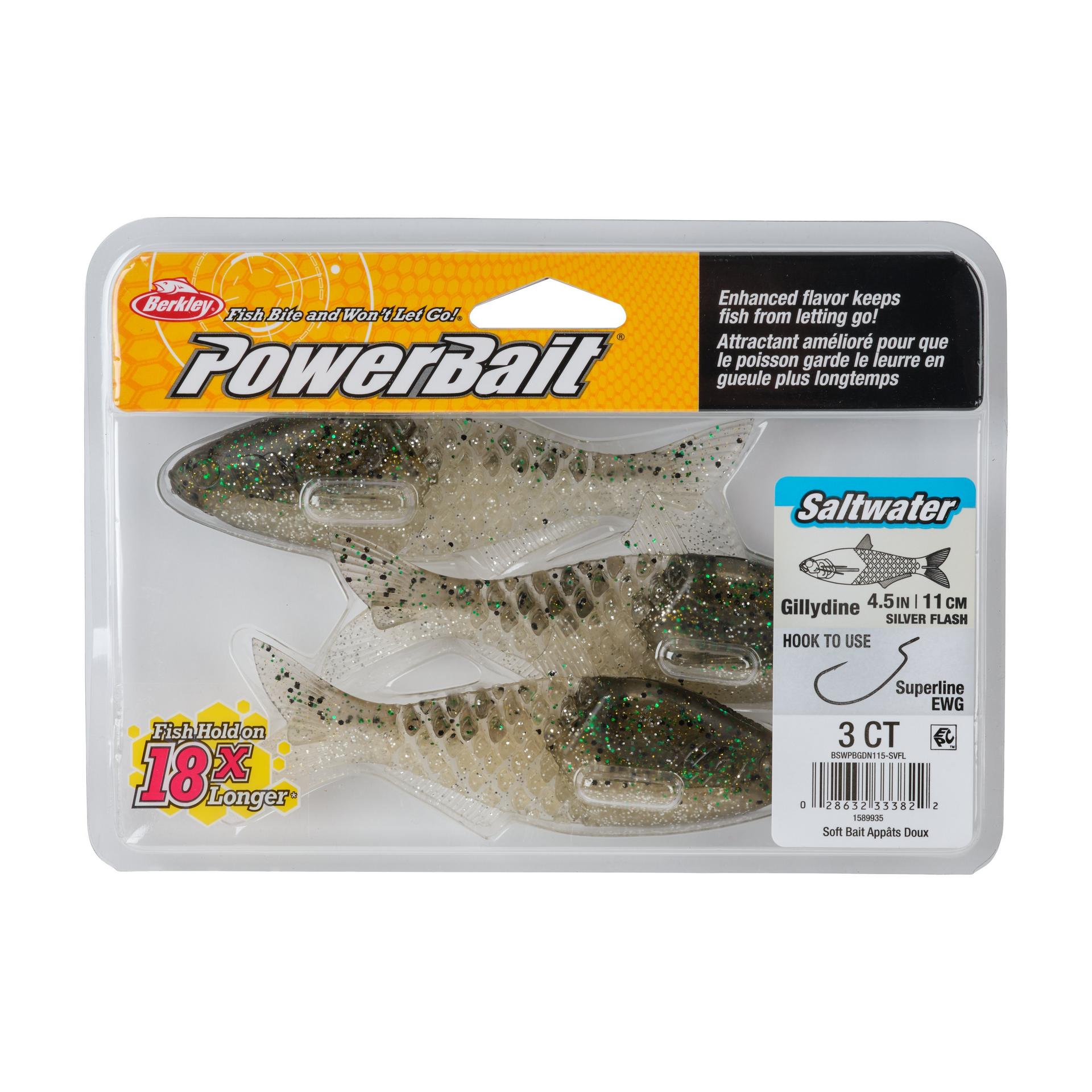 Berkley PowerBaitSaltwaterGillydine SilverFlash 4.5in PKG | Berkley Fishing