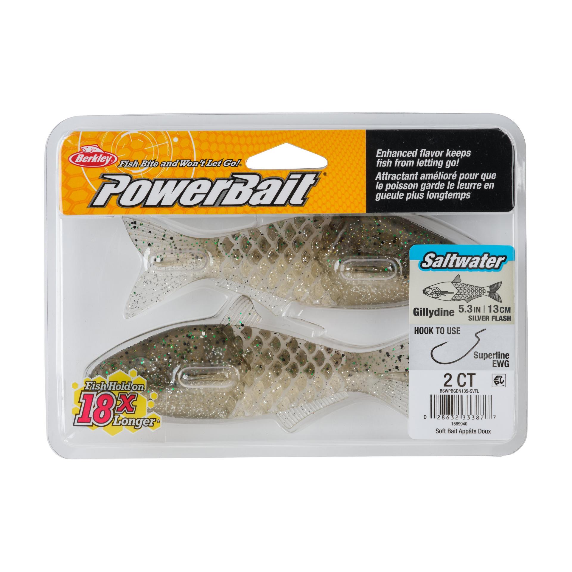 Berkley PowerBaitSaltwaterGillydine SilverFlash 5.3in PKG | Berkley Fishing