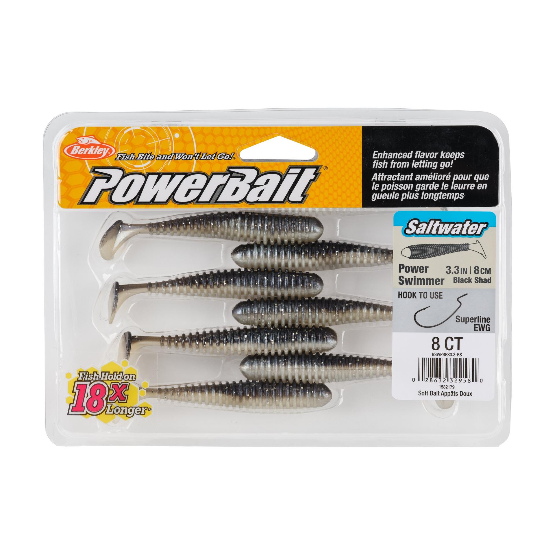 Berkley PowerBaitSaltwaterPowerSwimmer BlackShad 3.3in PKG | Berkley Fishing