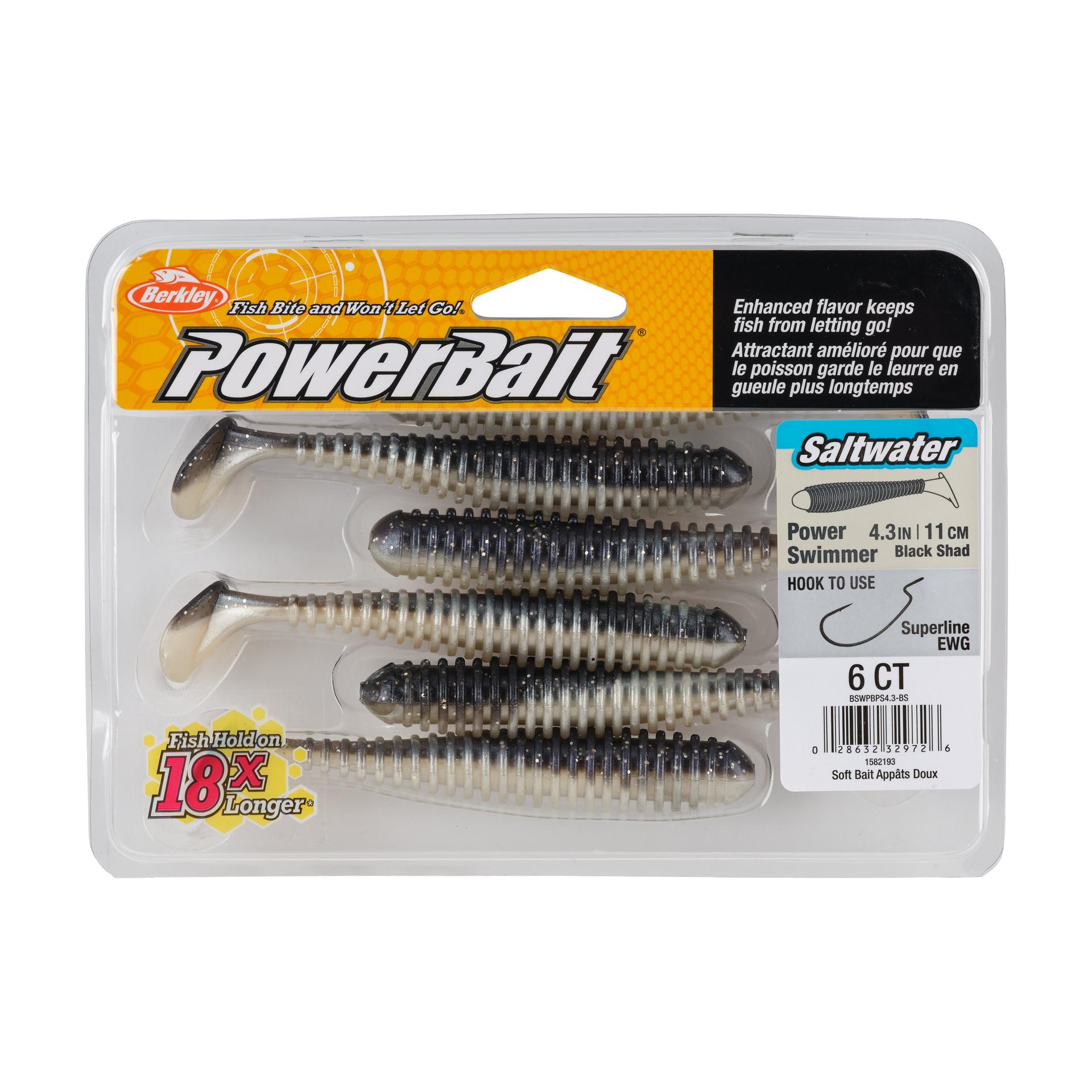 Berkley PowerBaitSaltwaterPowerSwimmer BlackShad 4.3in PKG | Berkley Fishing