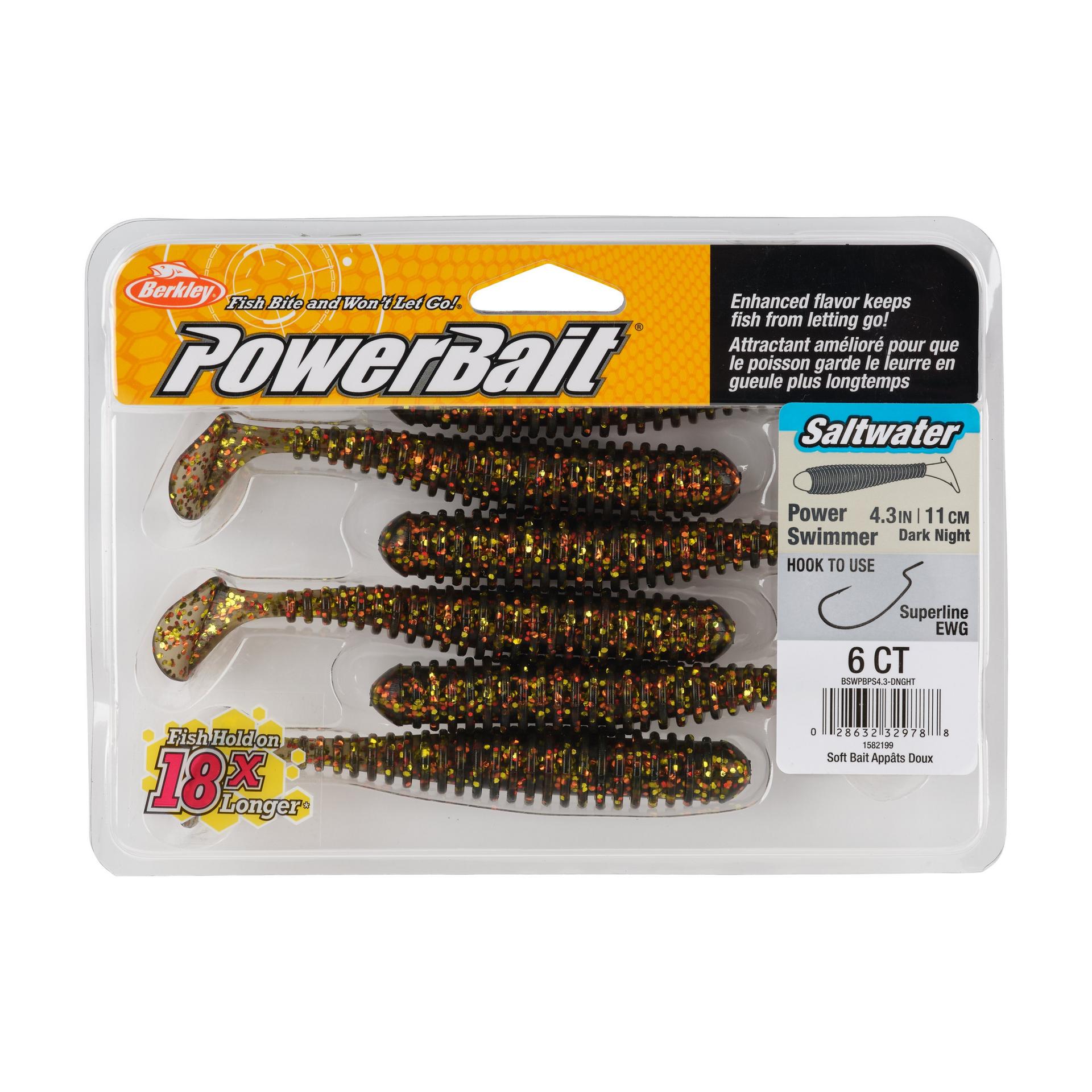 Berkley PowerBaitSaltwaterPowerSwimmer DarkNight 4.3in PKG | Berkley Fishing