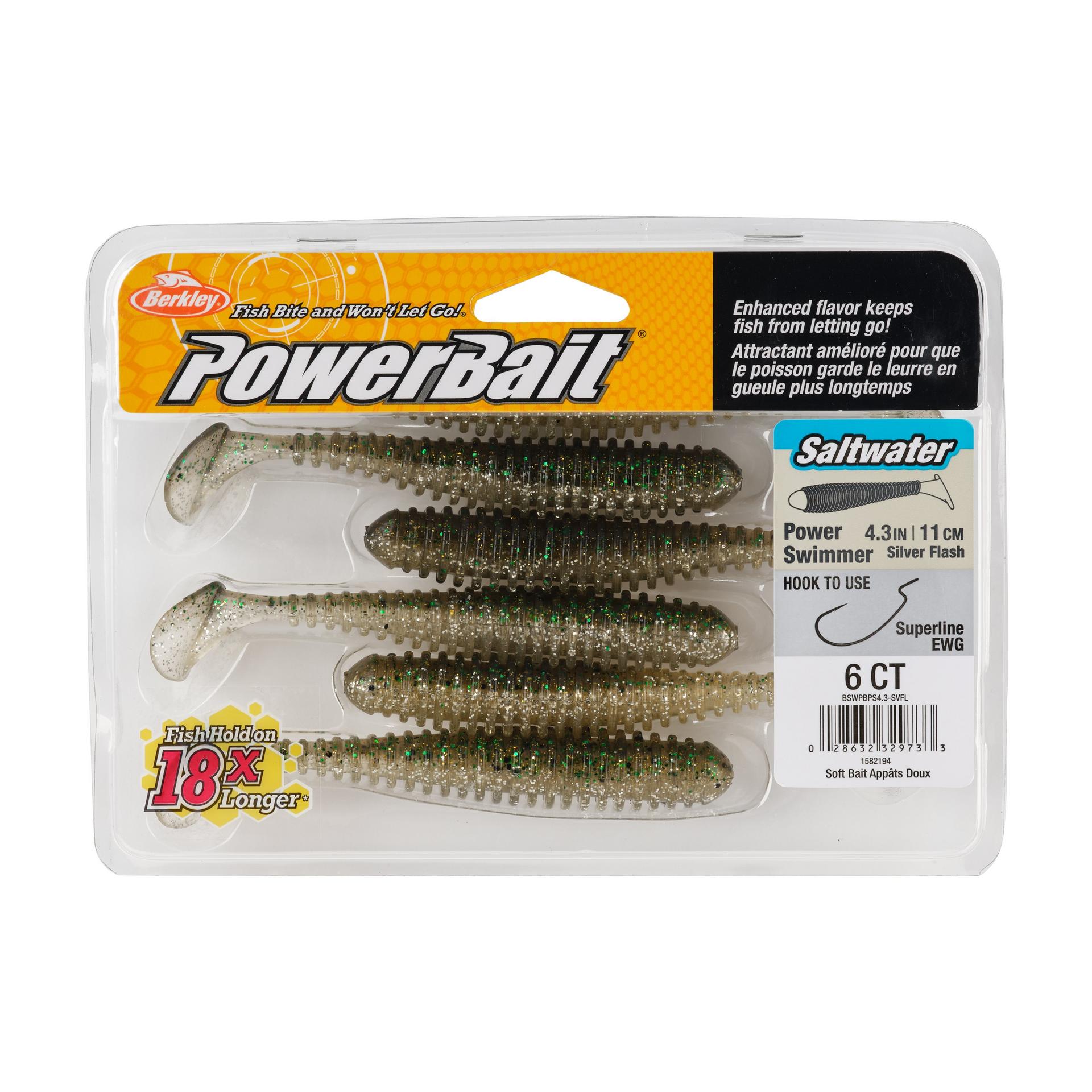 Berkley PowerBaitSaltwaterPowerSwimmer SilverFlash 4.3in PKG | Berkley Fishing