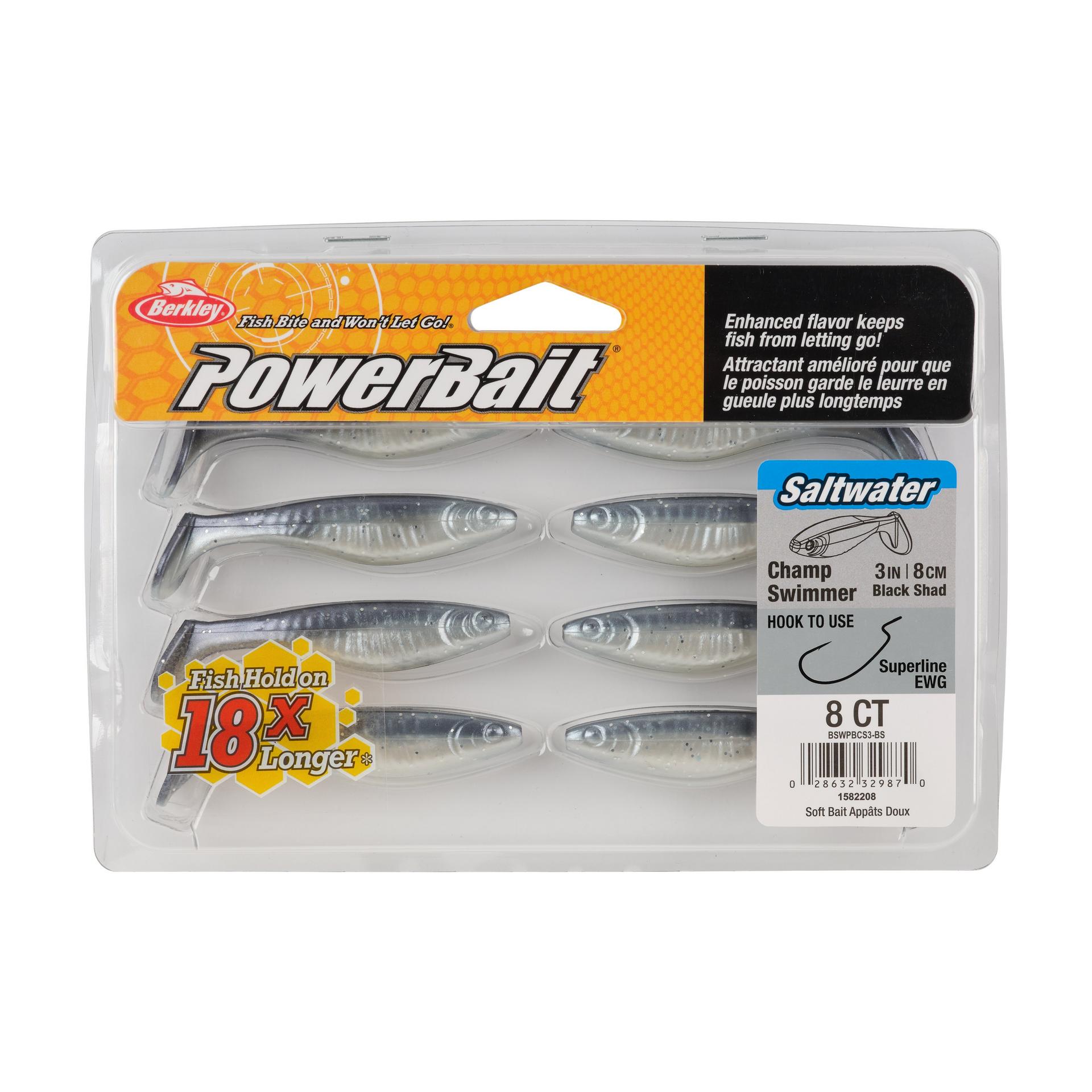 Berkley PowerBaitSaltwaterTheChampSwimmer BlackShad 3in PKG | Berkley Fishing