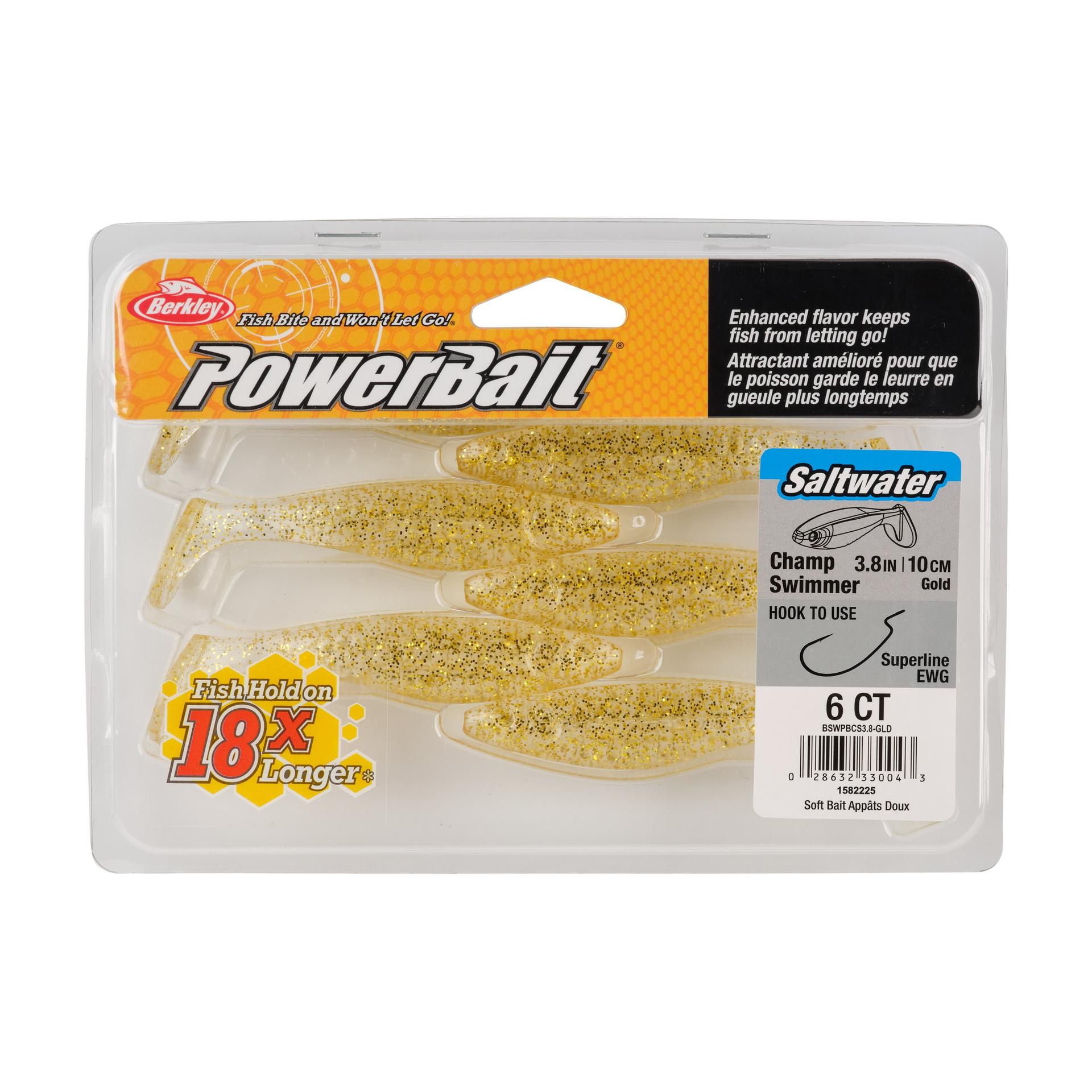 Berkley PowerBaitSaltwaterTheChampSwimmer Gold 3.8in PKG | Berkley Fishing