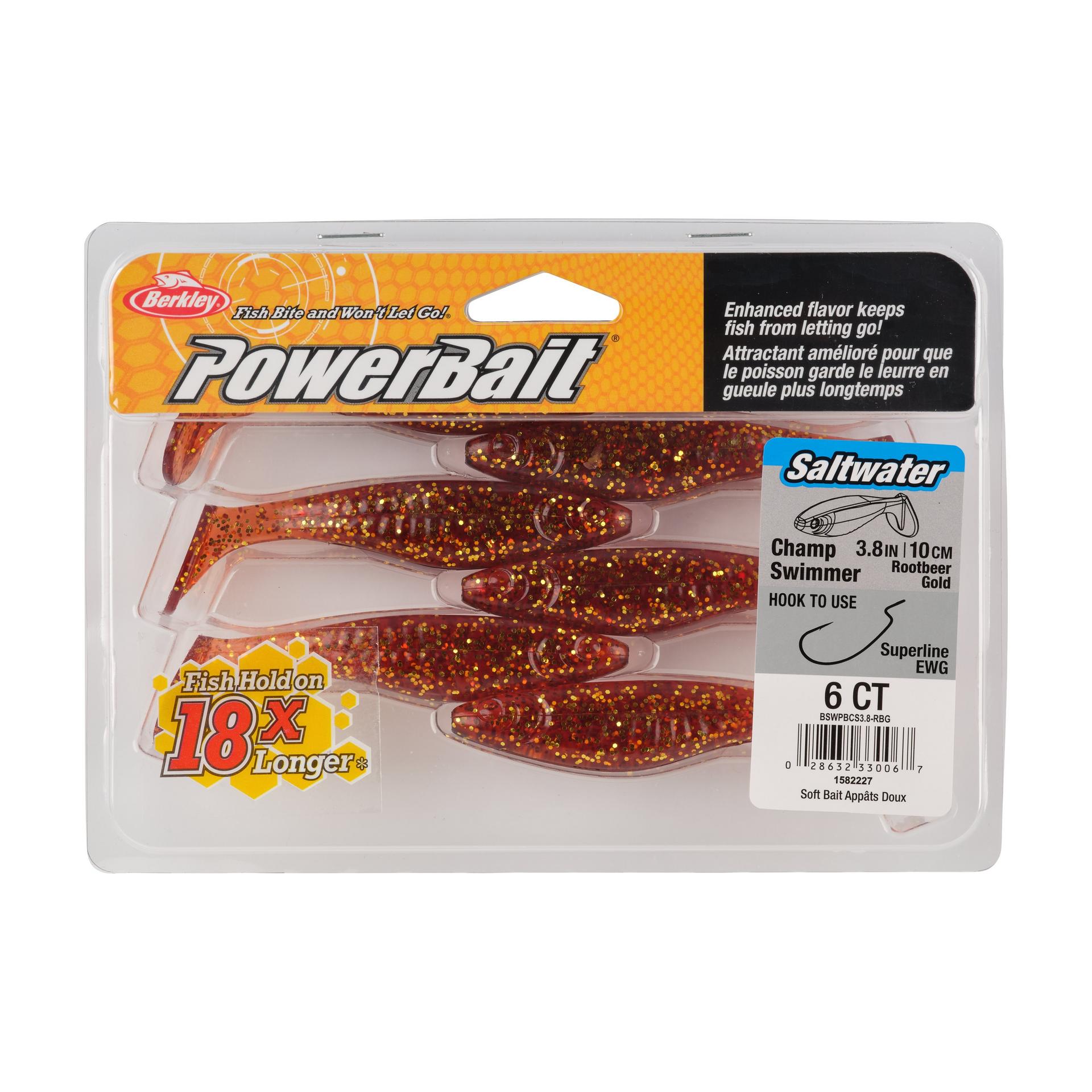 Berkley PowerBaitSaltwaterTheChampSwimmer RootBeerGold 3.8in PKG | Berkley Fishing