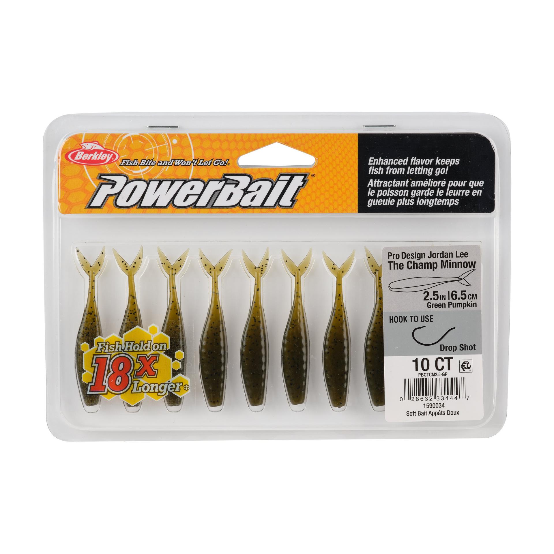 Berkley PowerBaitTheChampMinnow GreenPumpkin 2.5in PKG | Berkley Fishing