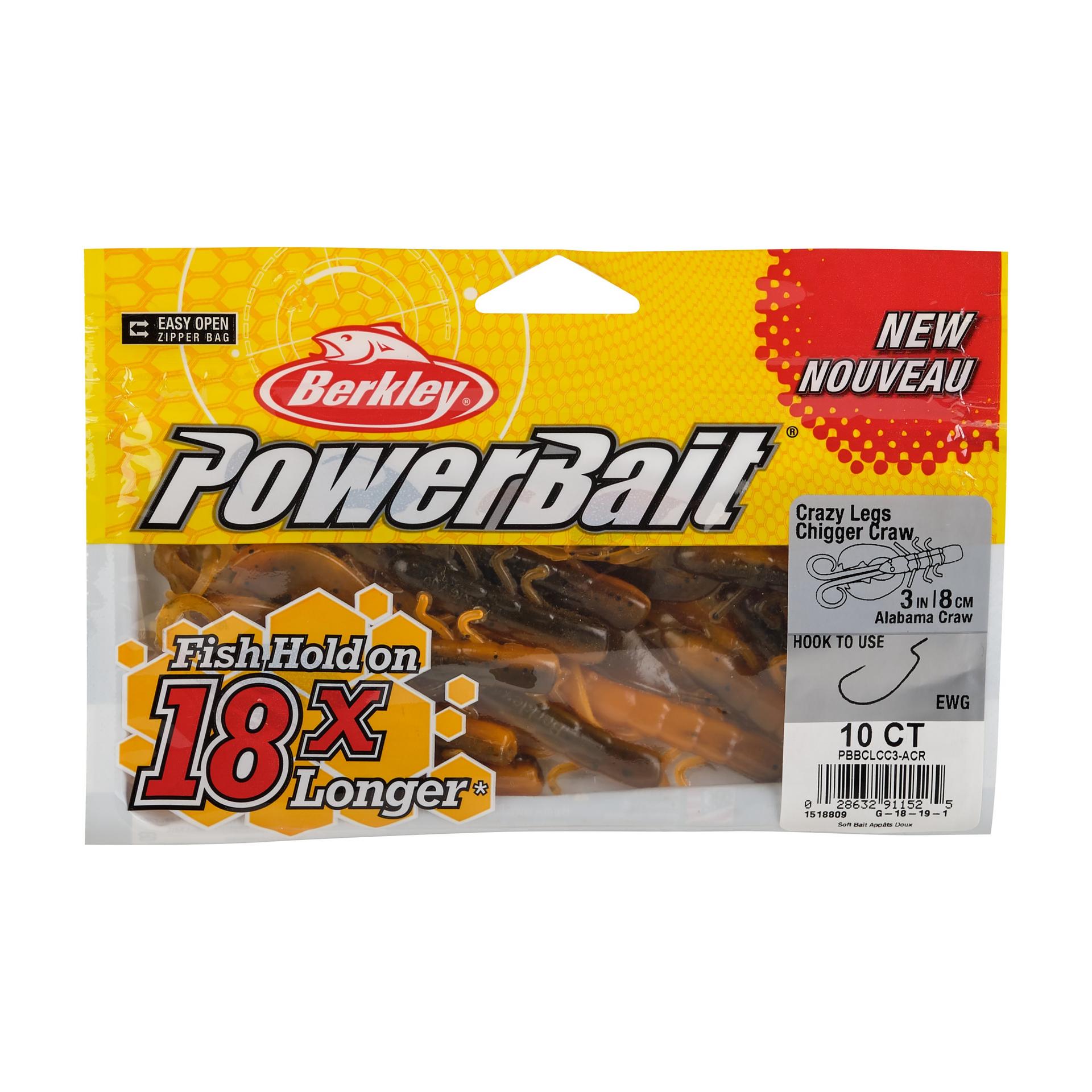 PowerBaitCrazyLegsChiggerCraw AlabamaCraw 3in PKG | Berkley Fishing