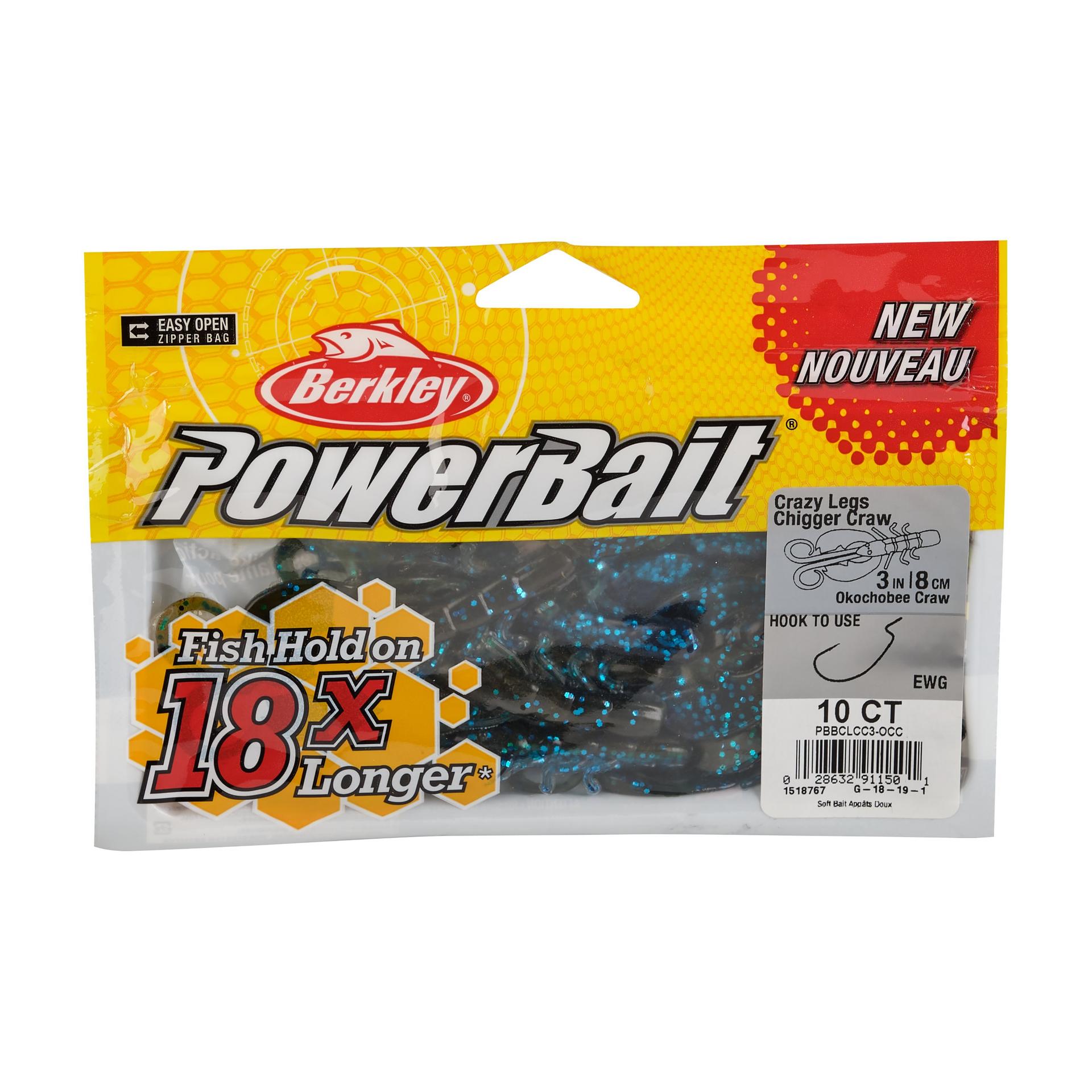 PowerBaitCrazyLegsChiggerCraw OkochobeeCraw 3in PKG | Berkley Fishing