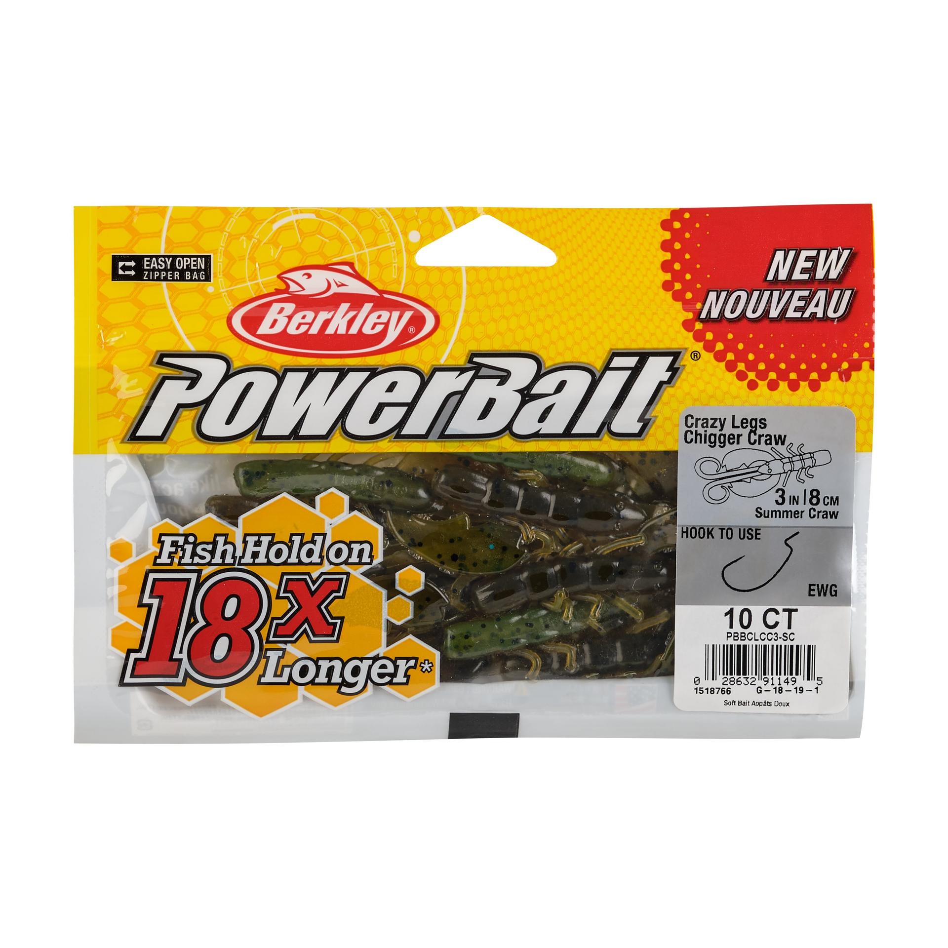 PowerBaitCrazyLegsChiggerCraw SummerCraw 3in PKG | Berkley Fishing