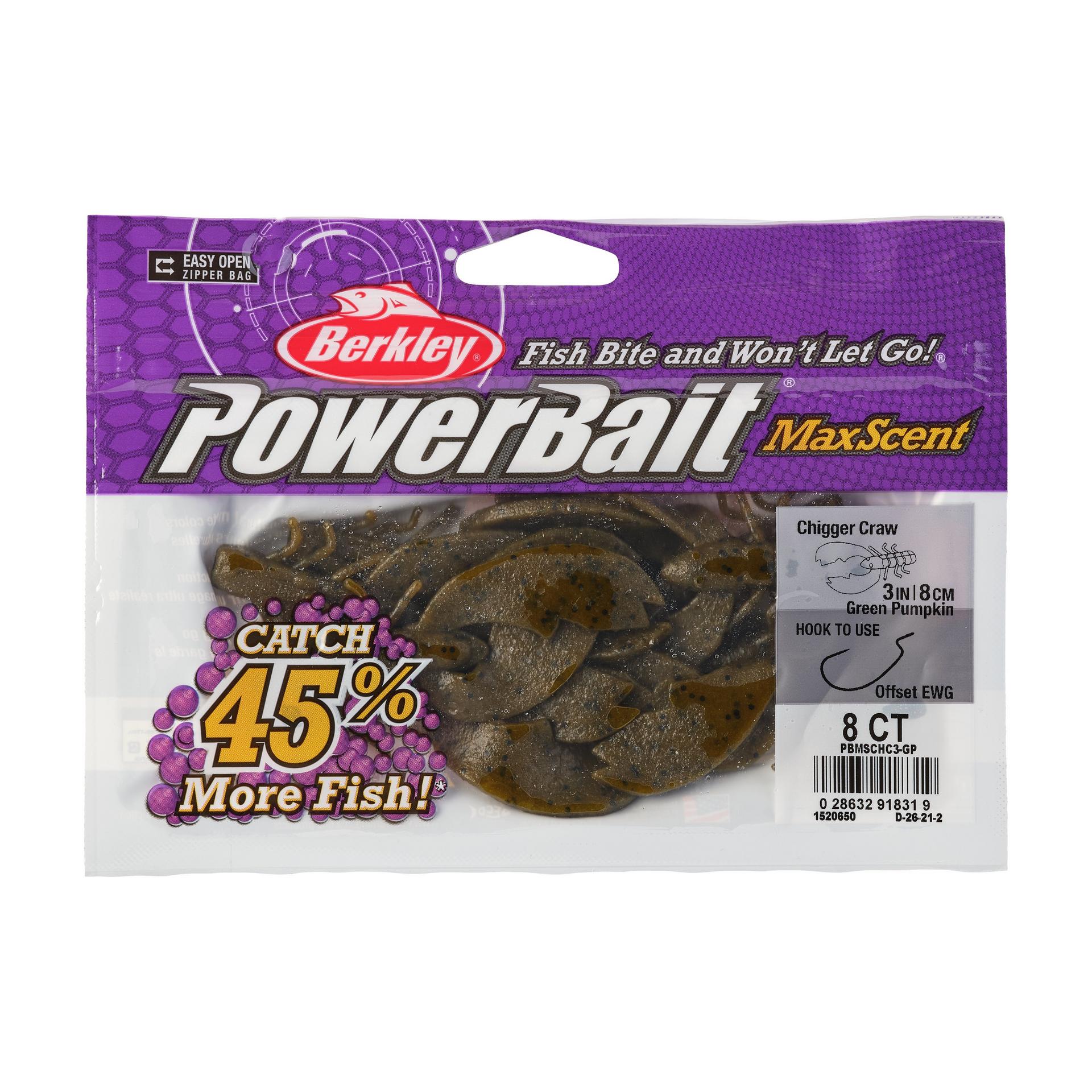 PowerBaitMaxScentChiggerCraw GreenPumpkin 3in PKG | Berkley Fishing