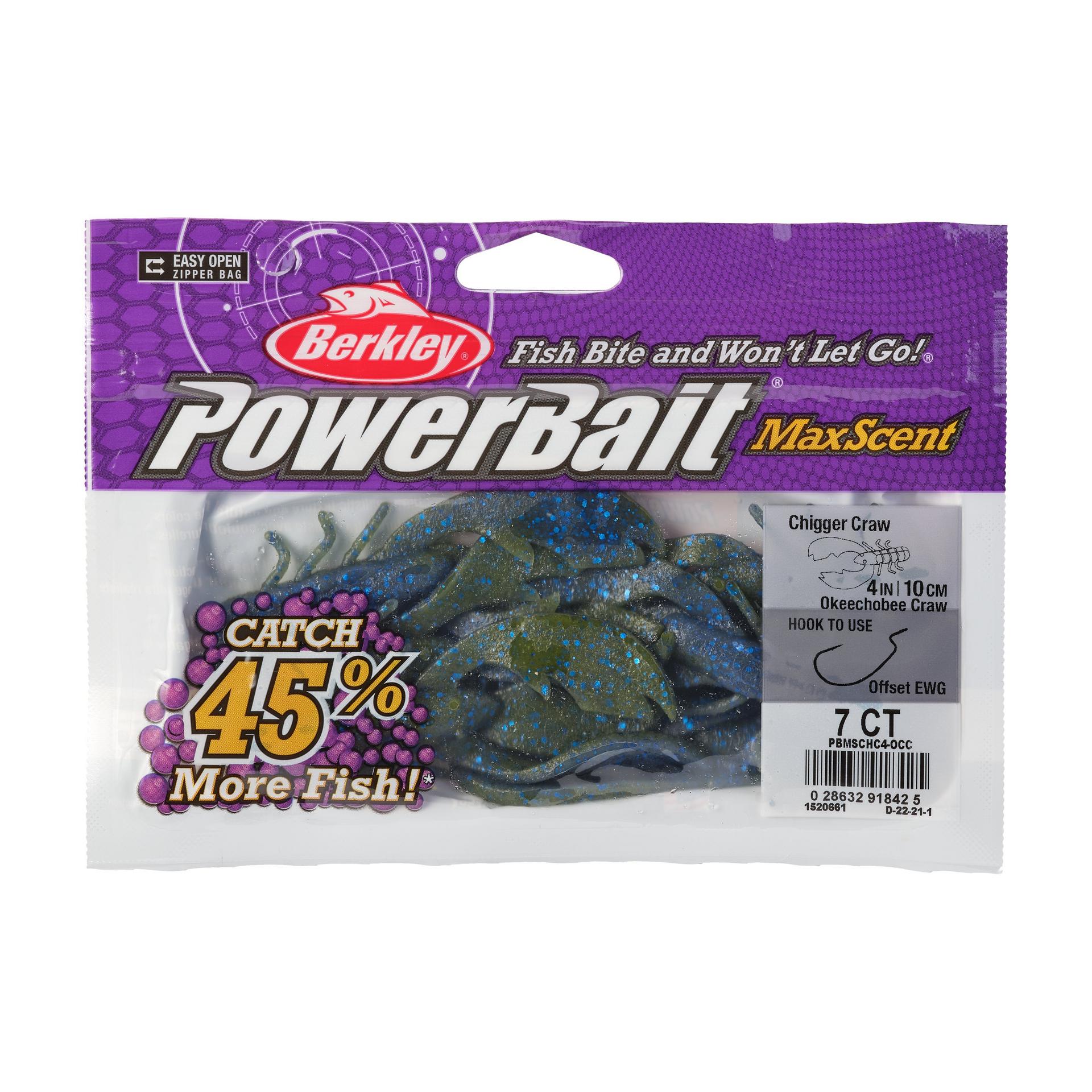 PowerBaitMaxScentChiggerCraw OkochobeeCraw 4in PKG | Berkley Fishing