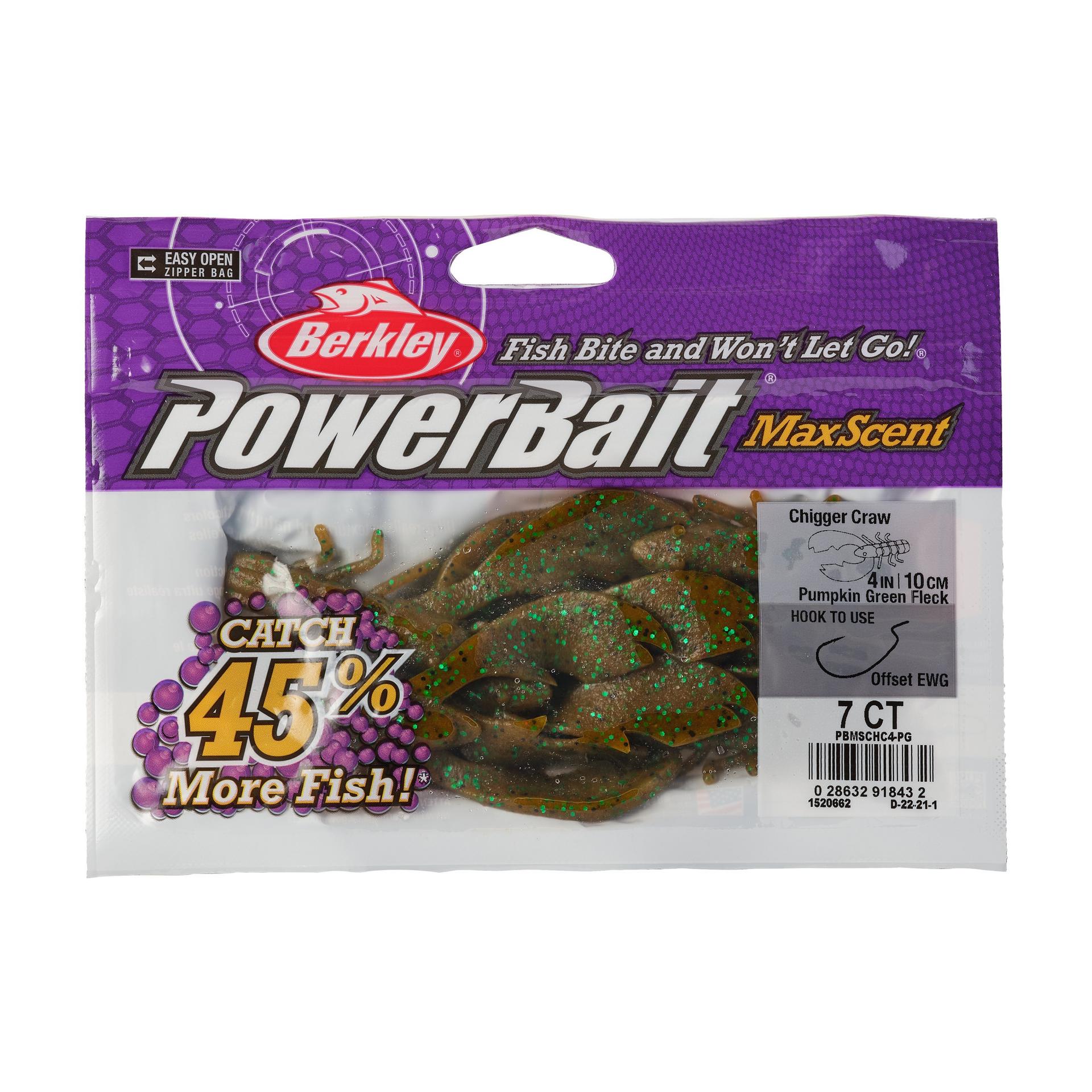 PowerBaitMaxScentChiggerCraw PumpkinGreenFleck 4in PKG | Berkley Fishing