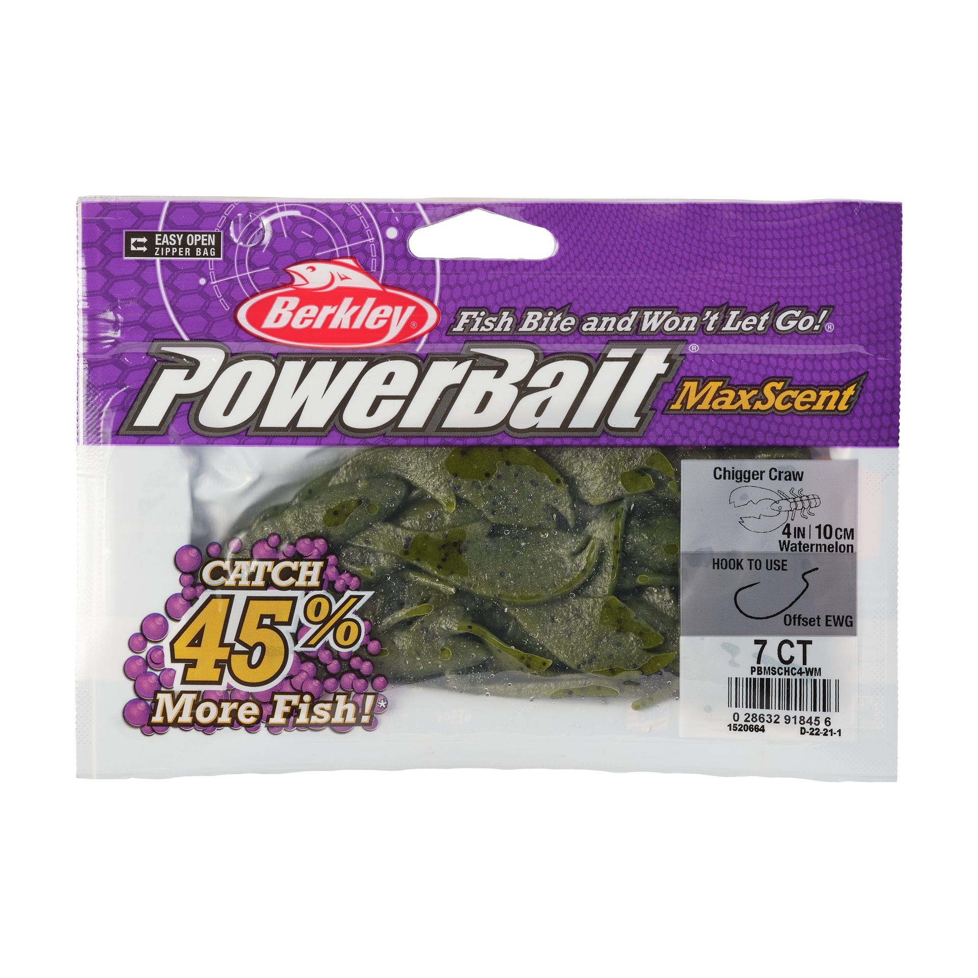 PowerBaitMaxScentChiggerCraw Wtrmln 4in PKG | Berkley Fishing