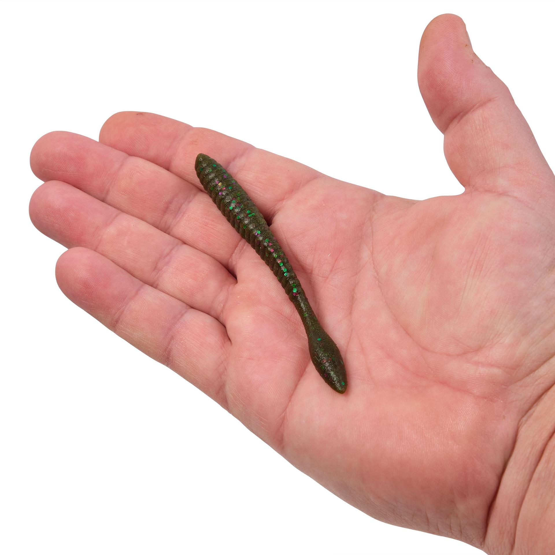 PowerBaitMaxScentFlatWorm GreenPumpkinParty 4.25in HAND | Berkley Fishing