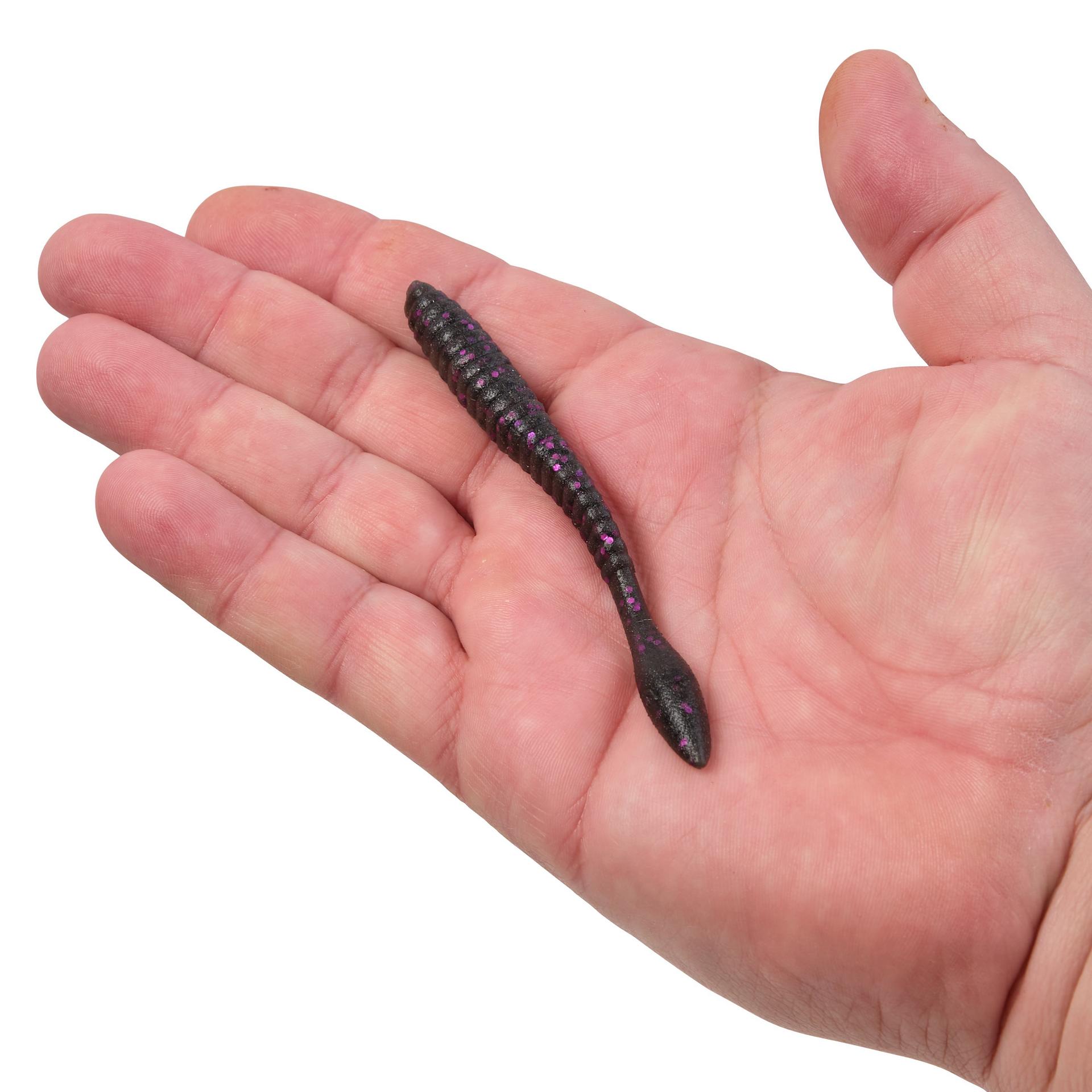 PowerBaitMaxScentFlatWorm SmokeBlackPurple 4.25in HAND | Berkley Fishing