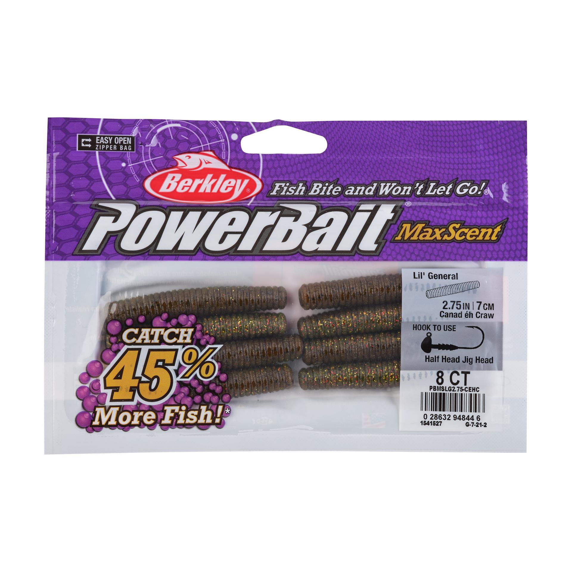 PowerBaitMaxScentLilGeneral CanadehCraw 2.75in PKG | Berkley Fishing