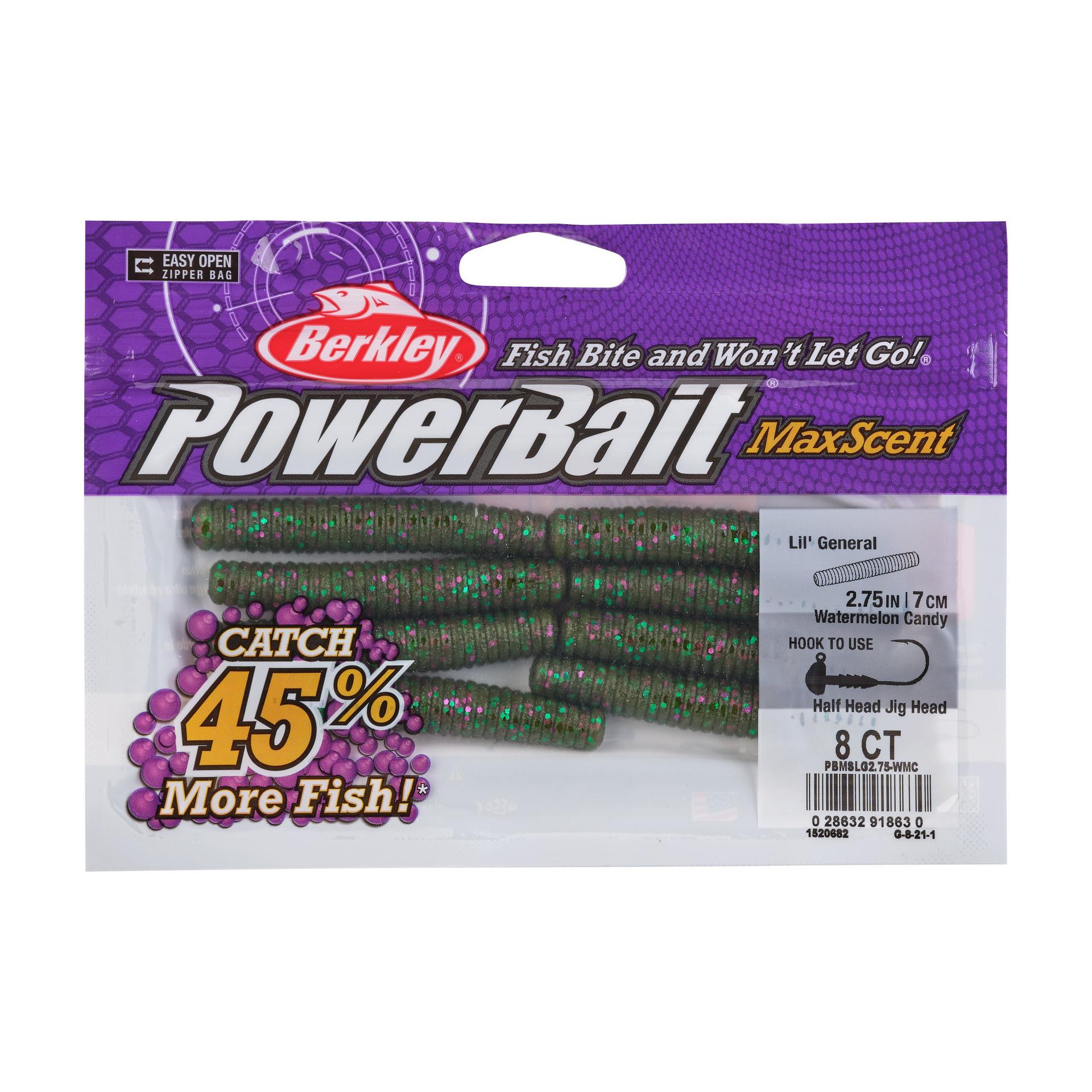 PowerBaitMaxScentLilGeneral WtrmlnCandy 2.75in PKG | Berkley Fishing