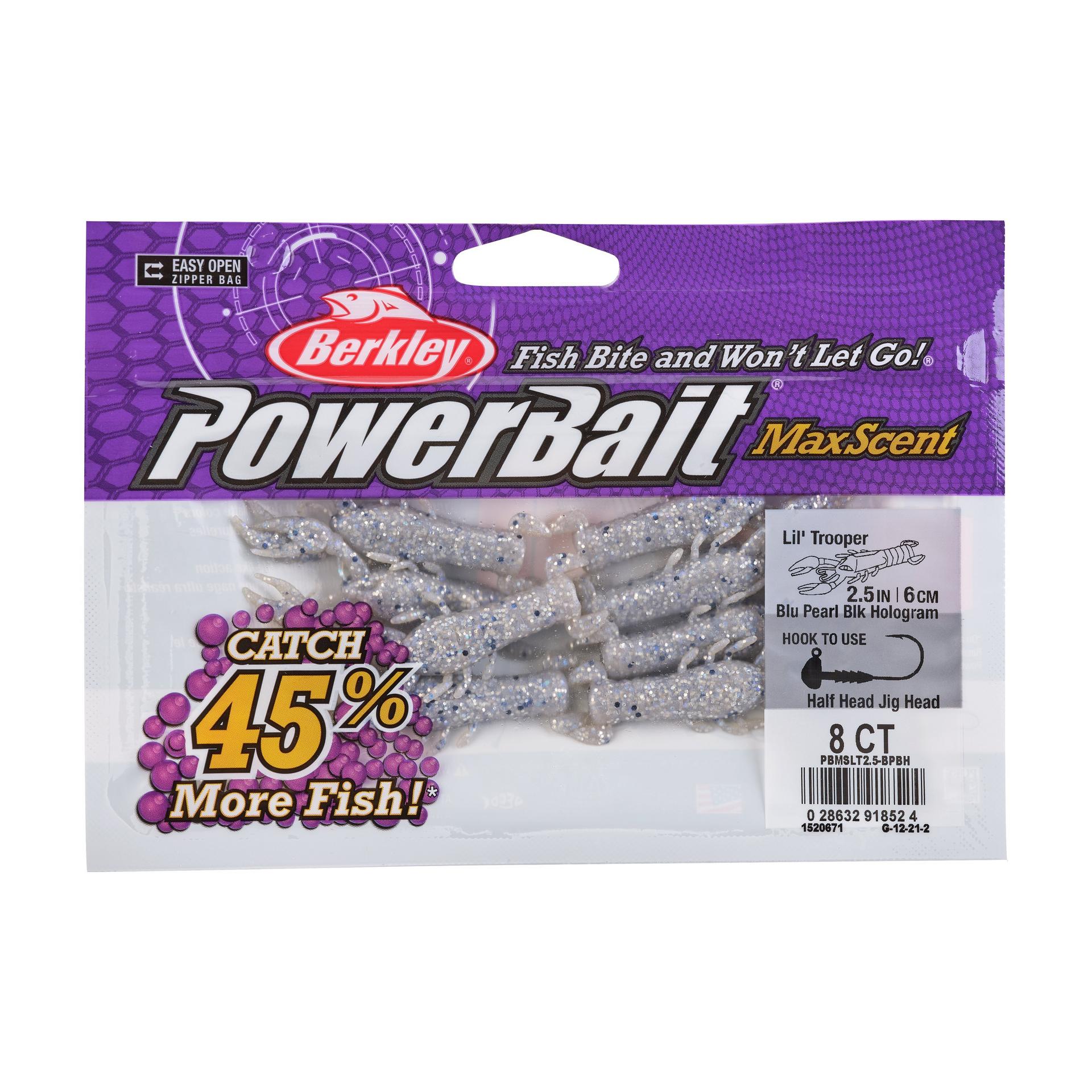 PowerBaitMaxScentLilTrooper BluePearlBlackHolog 2.5in PKG | Berkley Fishing