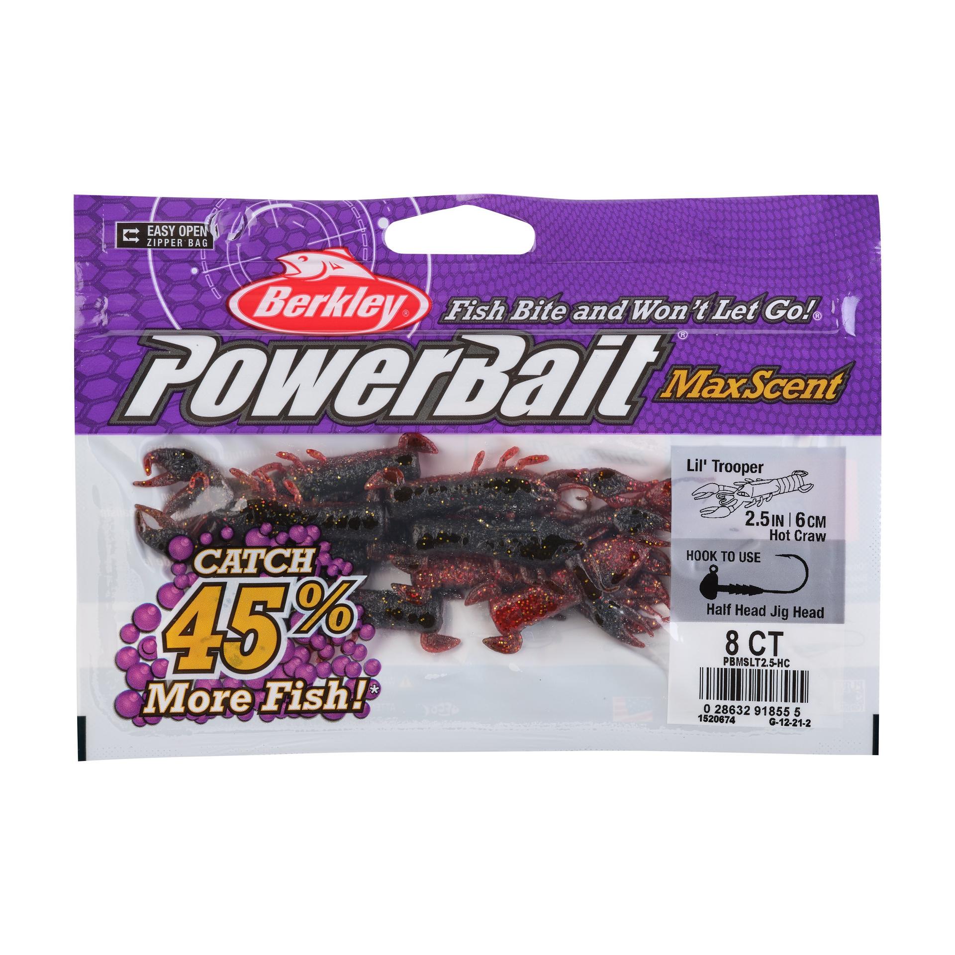 PowerBaitMaxScentLilTrooper HotCraw 2.5in PKG | Berkley Fishing