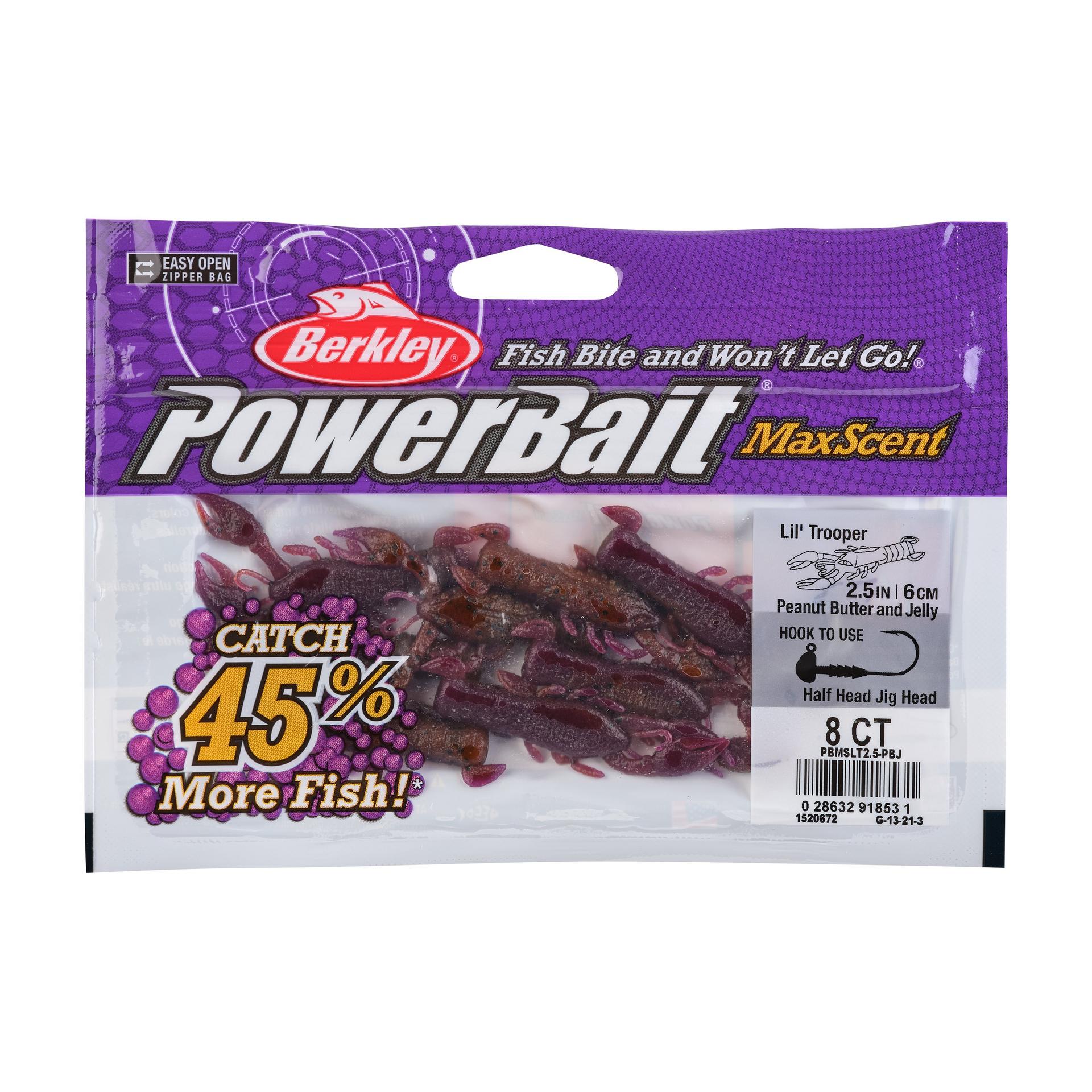 PowerBaitMaxScentLilTrooper PeanutButterandJelly 2.5in PKG | Berkley Fishing