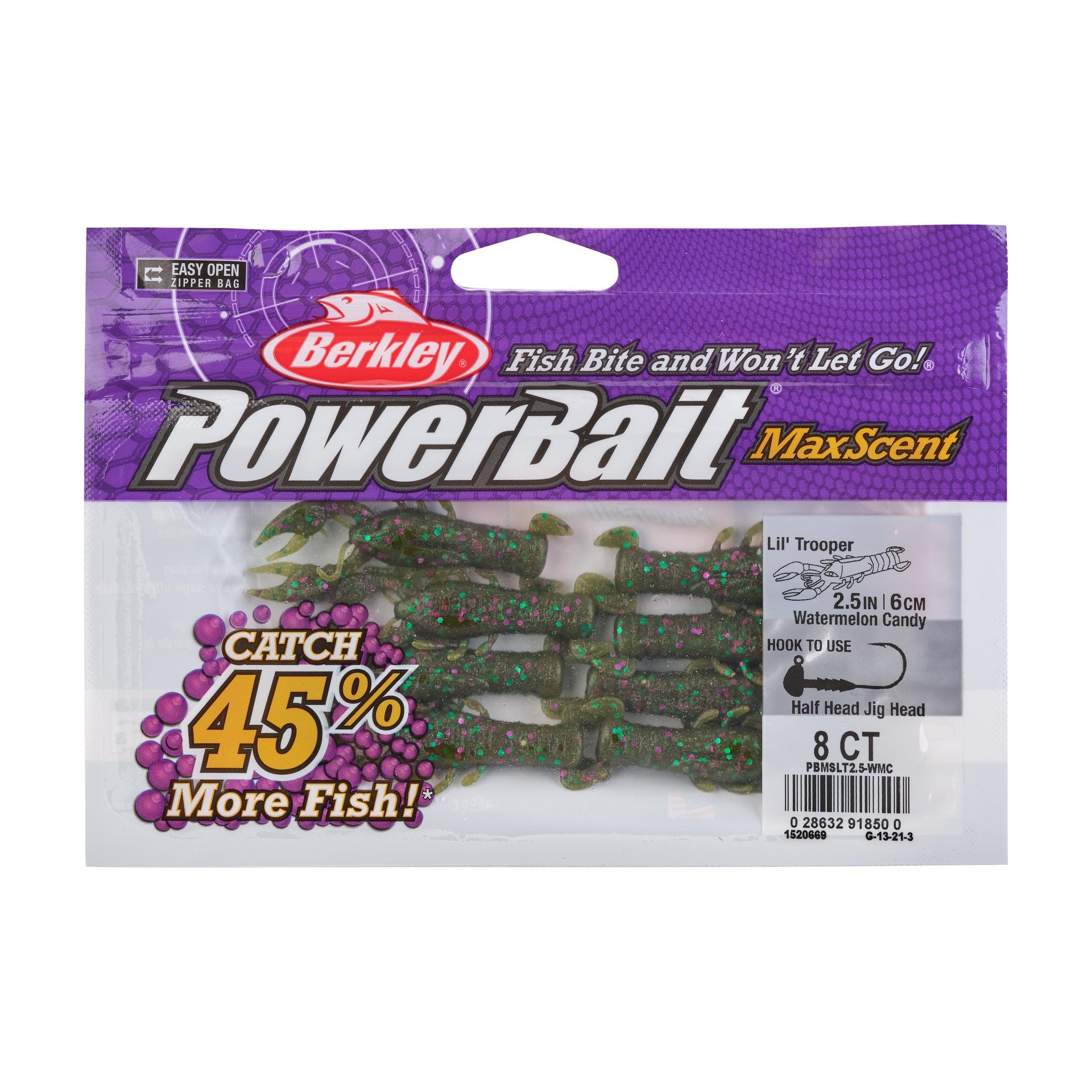 PowerBaitMaxScentLilTrooper WtrmlnCandy 2.5in PKG | Berkley Fishing