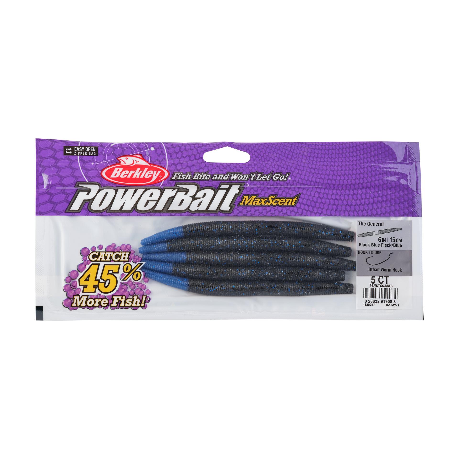 PowerBaitMaxScentTheGeneral BlackBlueFleckBlue 6in PKG | Berkley Fishing