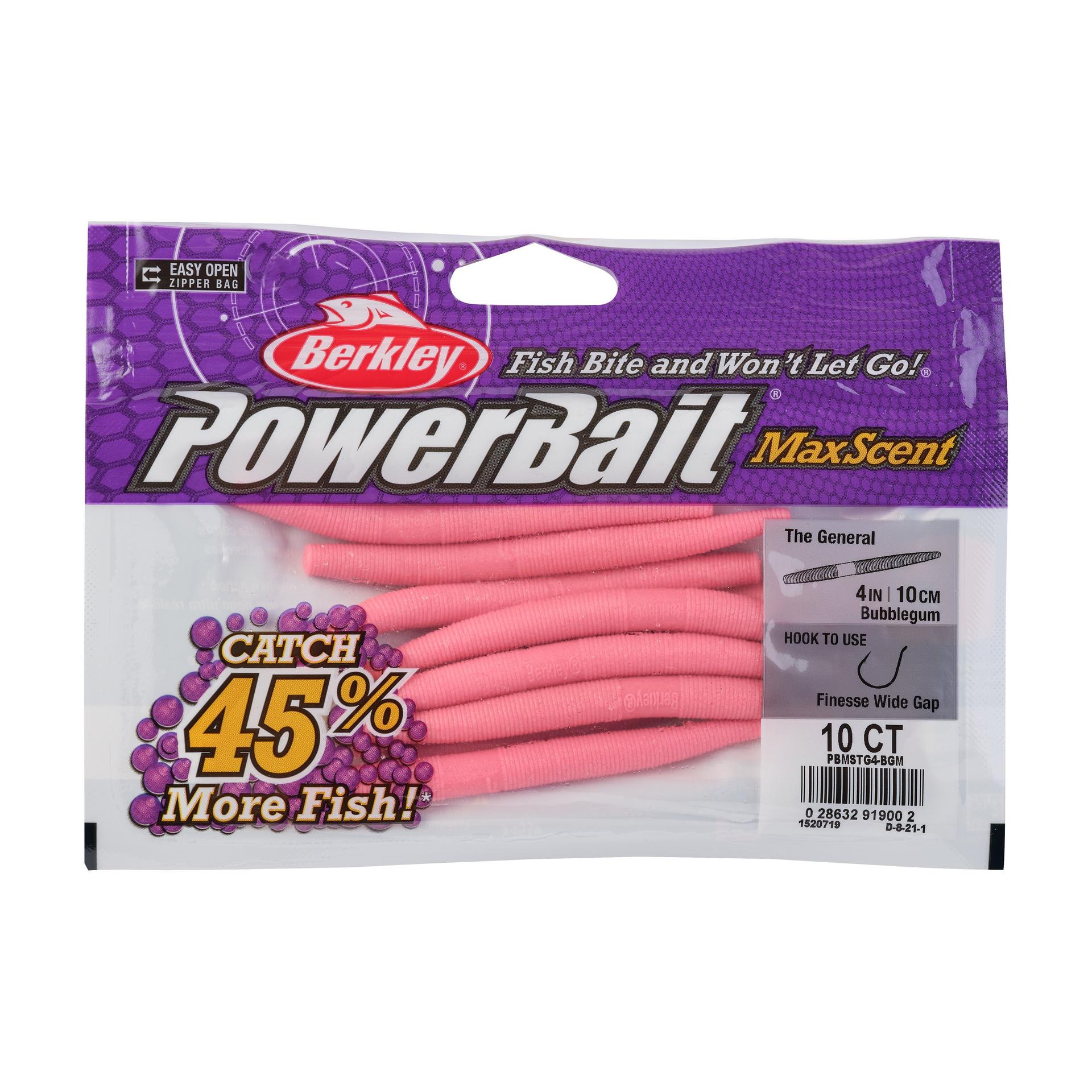 PowerBaitMaxScentTheGeneral Bubblegum 4in PKG | Berkley Fishing