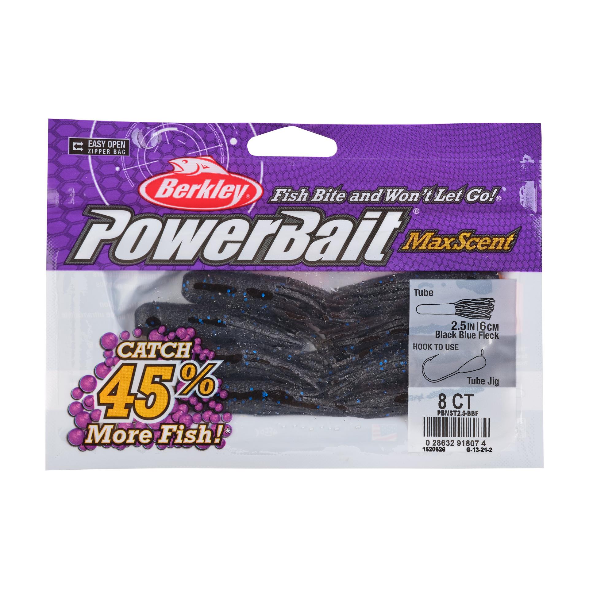 PowerBaitMaxScentTube BlackBlueFleck 2.5in PKG | Berkley Fishing