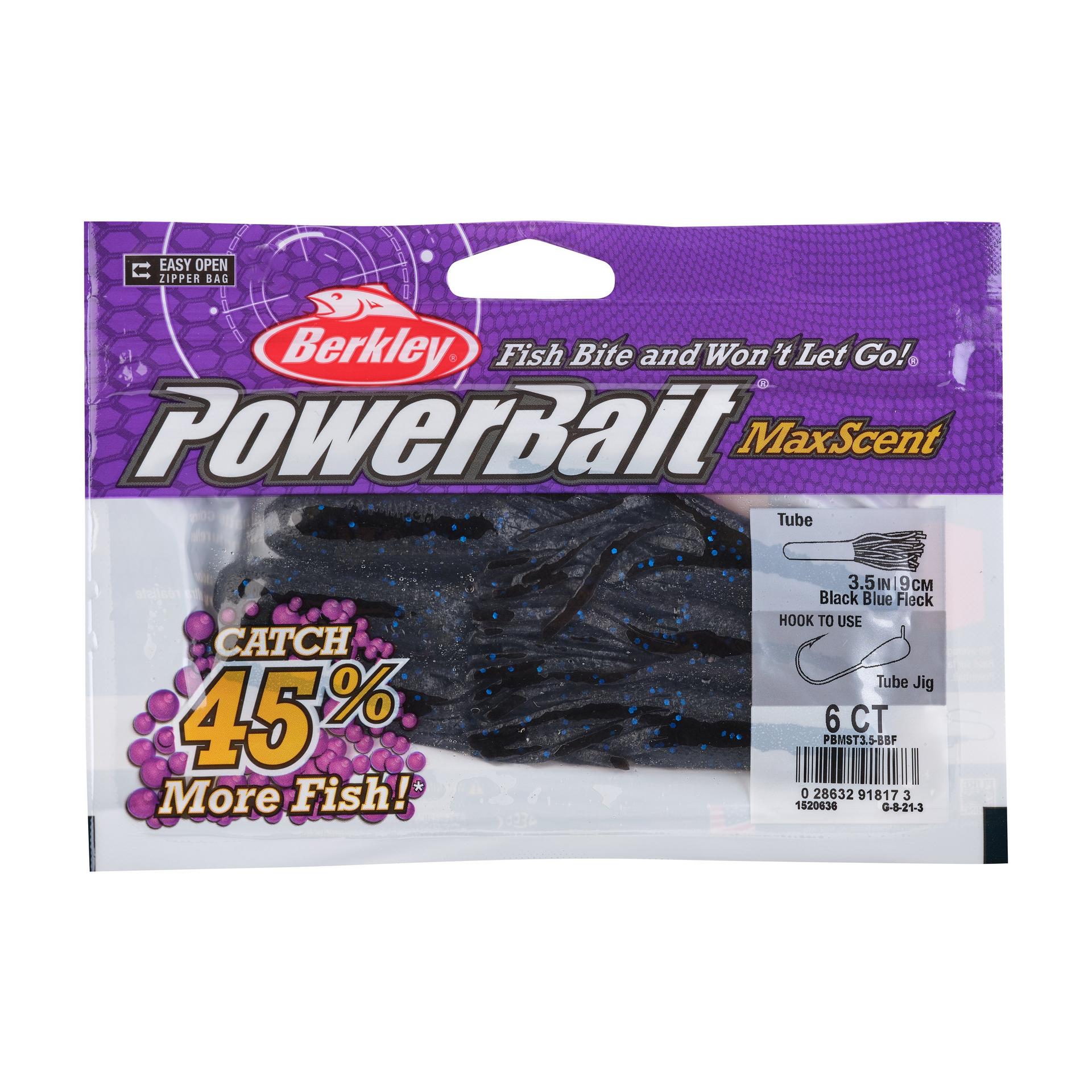 PowerBaitMaxScentTube BlackBlueFleck 3.5in PKG | Berkley Fishing