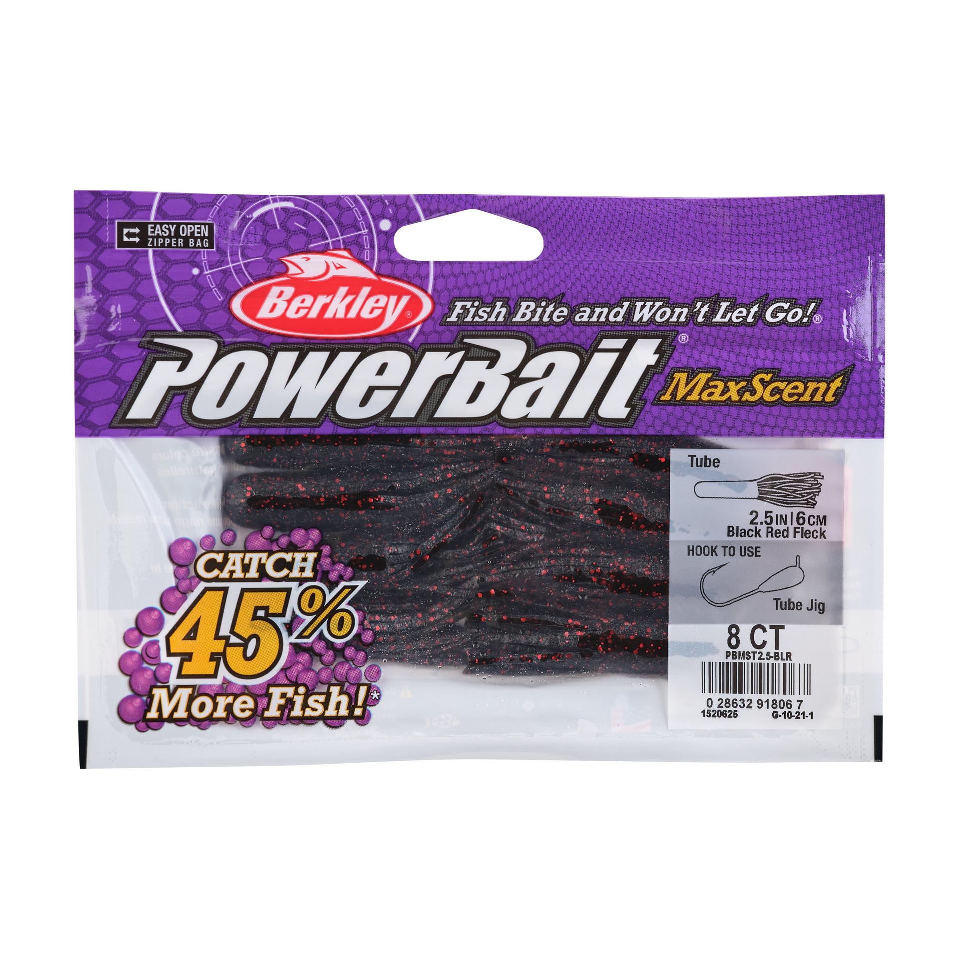 PowerBaitMaxScentTube BlackRedFleck 2.5in PKG | Berkley Fishing